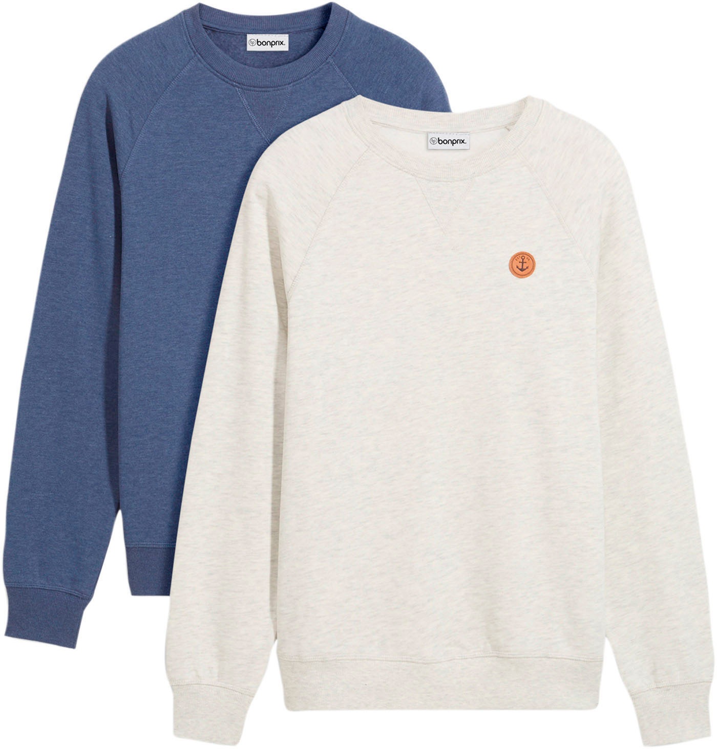 bonprix Sweatshirt, 2 Stk. Regular Fit, unifarben, aus Baumwolle und Polyes günstig online kaufen