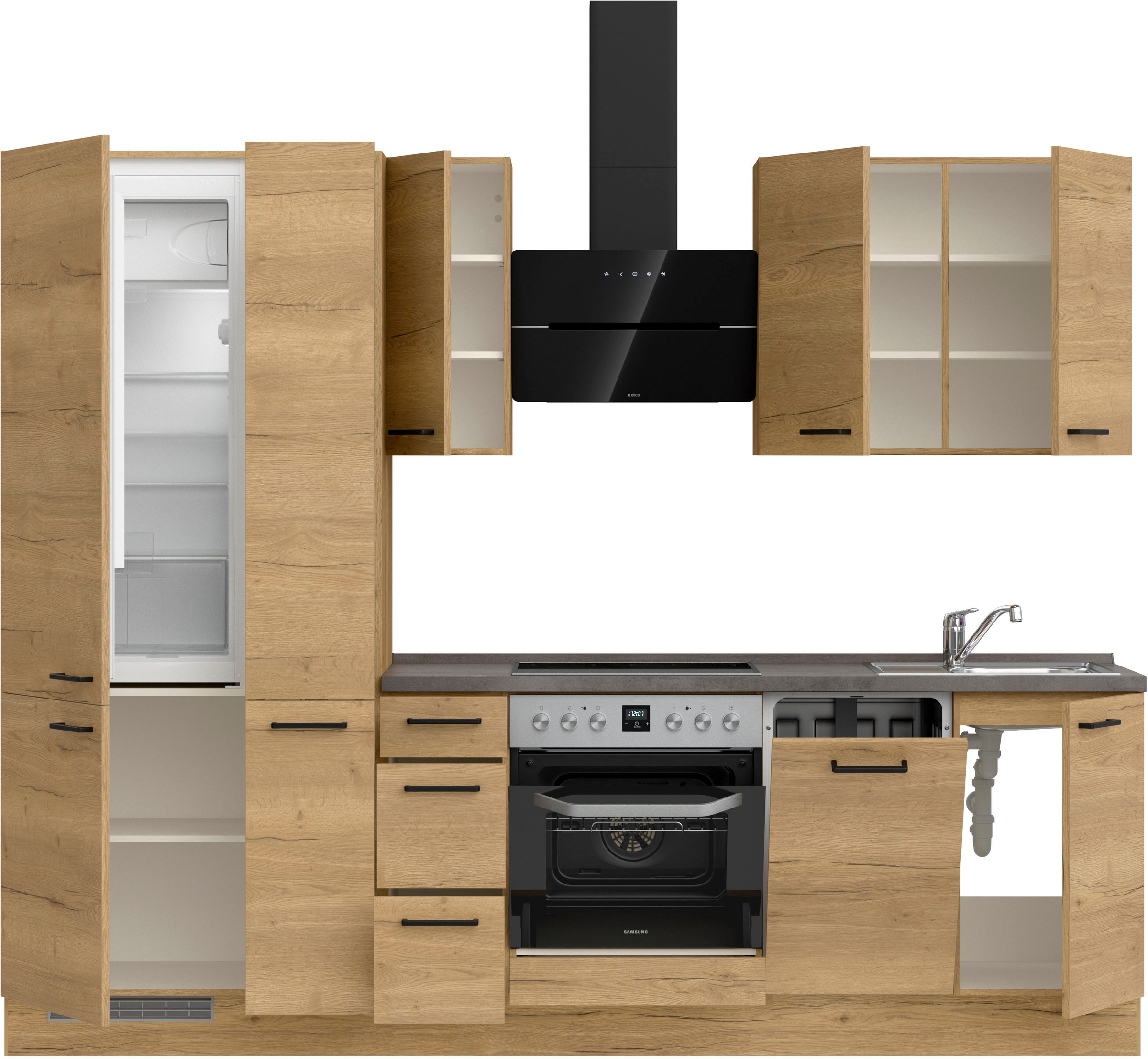 nobilia® Küchenzeile »"Structura II"«, vormontiert, Ausrichtung wählbar, Breite 270 cm, wahlw. mit E-Geräten