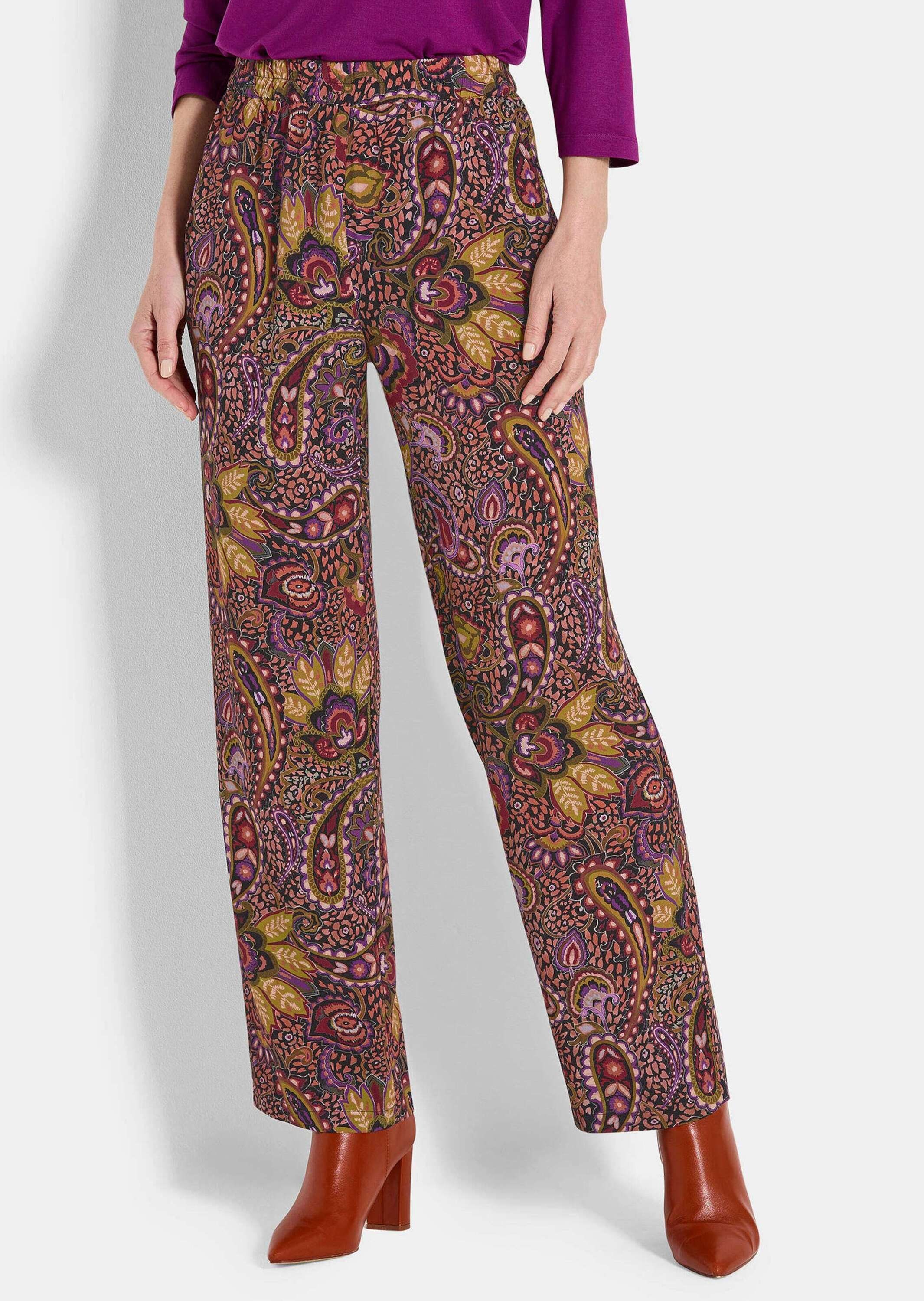 GOLDNER "Luftige Viskosehose mit Paisley-Muster" Einstecktaschen an den Seiten