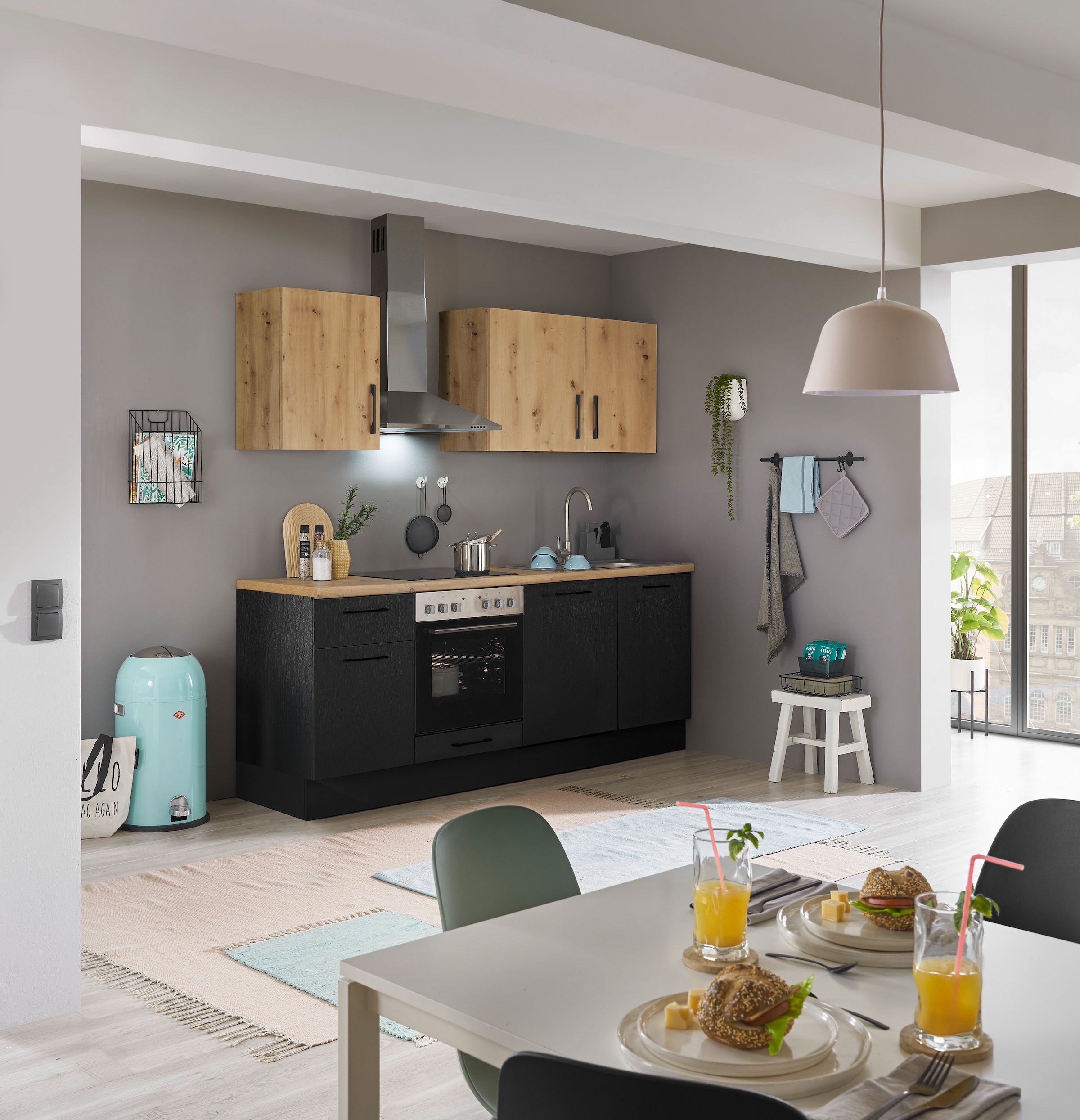 BASIC by Balculina Küchenzeile »Turin«, Breite 220 cm, wahlweise mit E-Geräten