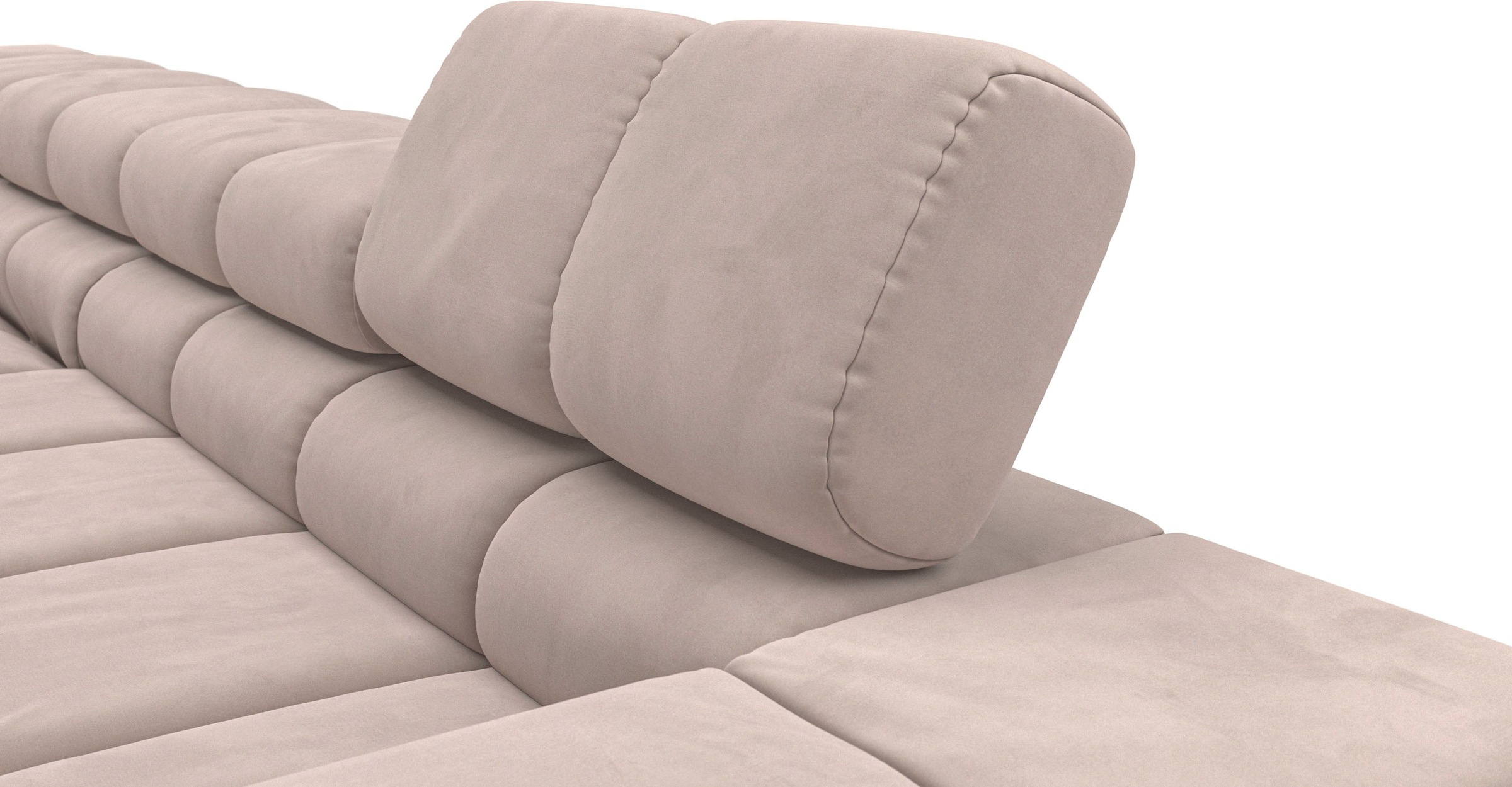 INOSIGN Ecksofa »Ancona New, wahlweise motorische Sitztiefenverstellung, auch in Cord«, feine Steppung, mit Kopfteilverstellung, 3 Zierkissen, L-Form