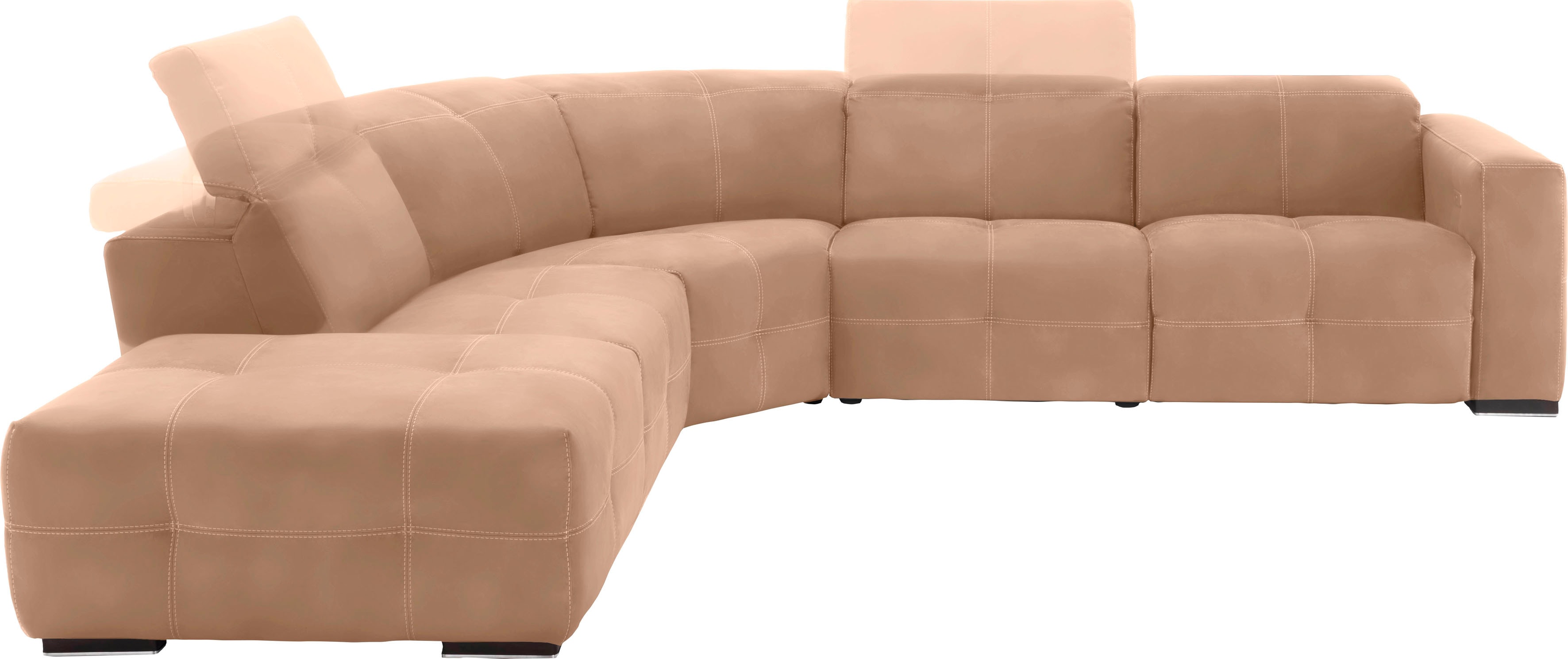 Egoitaliano Ecksofa "Sauvanne, Designsofa der Extraklasse, elegant und bequem, L-Form" wahlweise mit elektrischer Relaxfunktion, Kopfteilverstellung