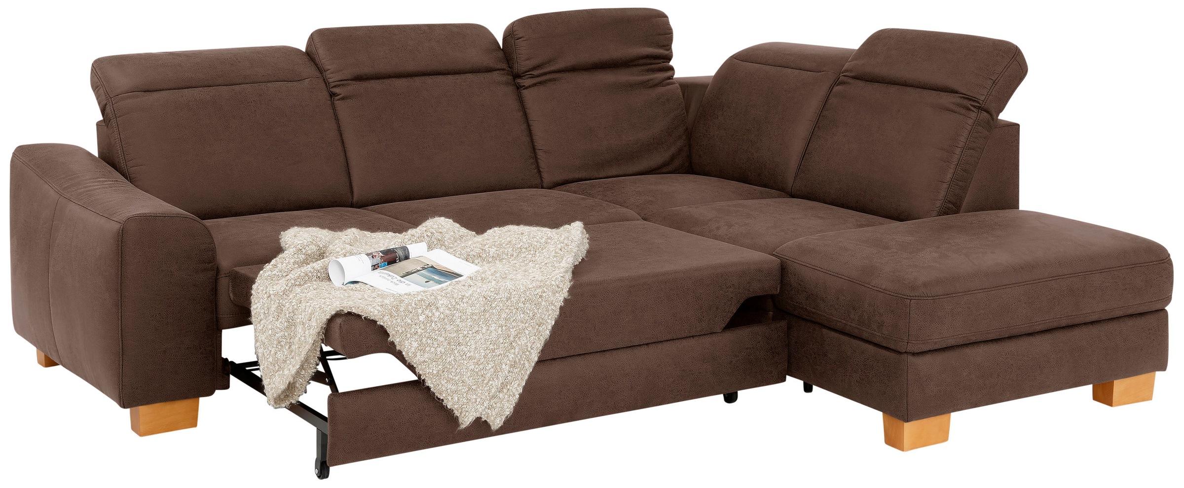 Home affaire Ecksofa »Dundee L-Form«, wahlweise mit Kopfteilverstellung und zusätzlich mit Bettfunktion