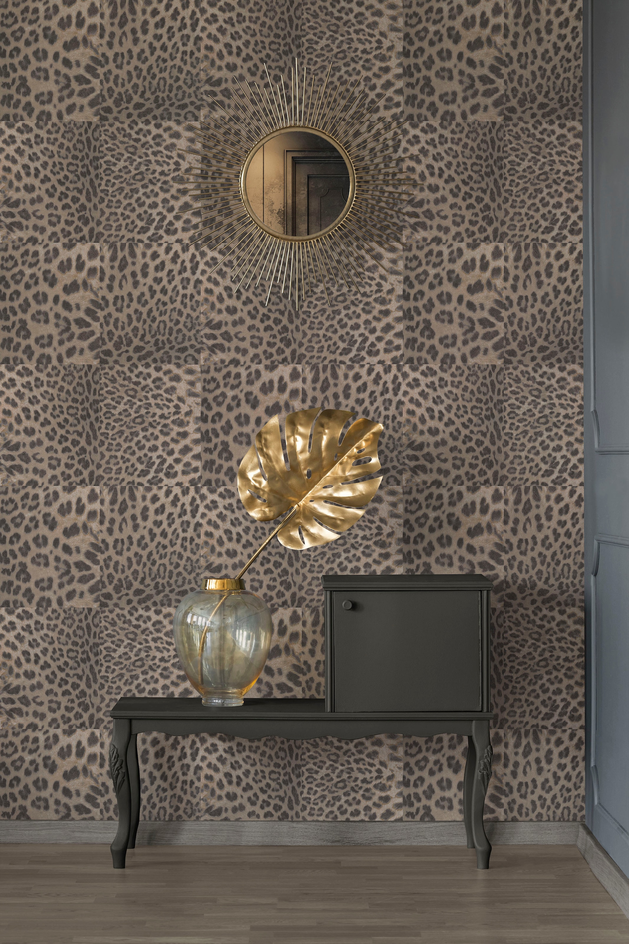 living walls Vliestapete »Desert Lodge«, Fellimitat-animal print-gemustert, Tapete Leopardenmuster