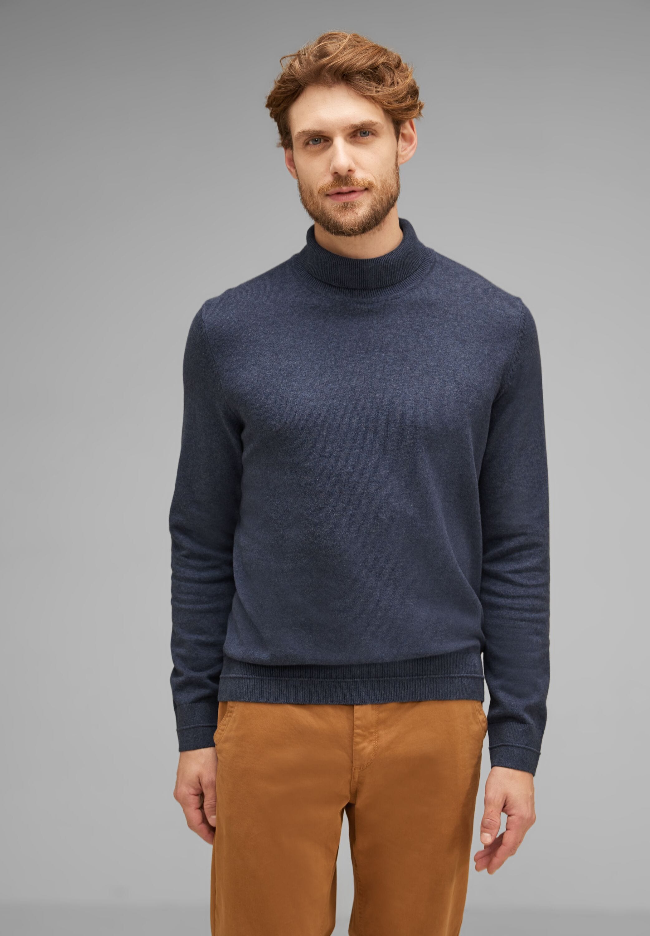 STREET ONE MEN Stehkragenpullover, in Melange Optik