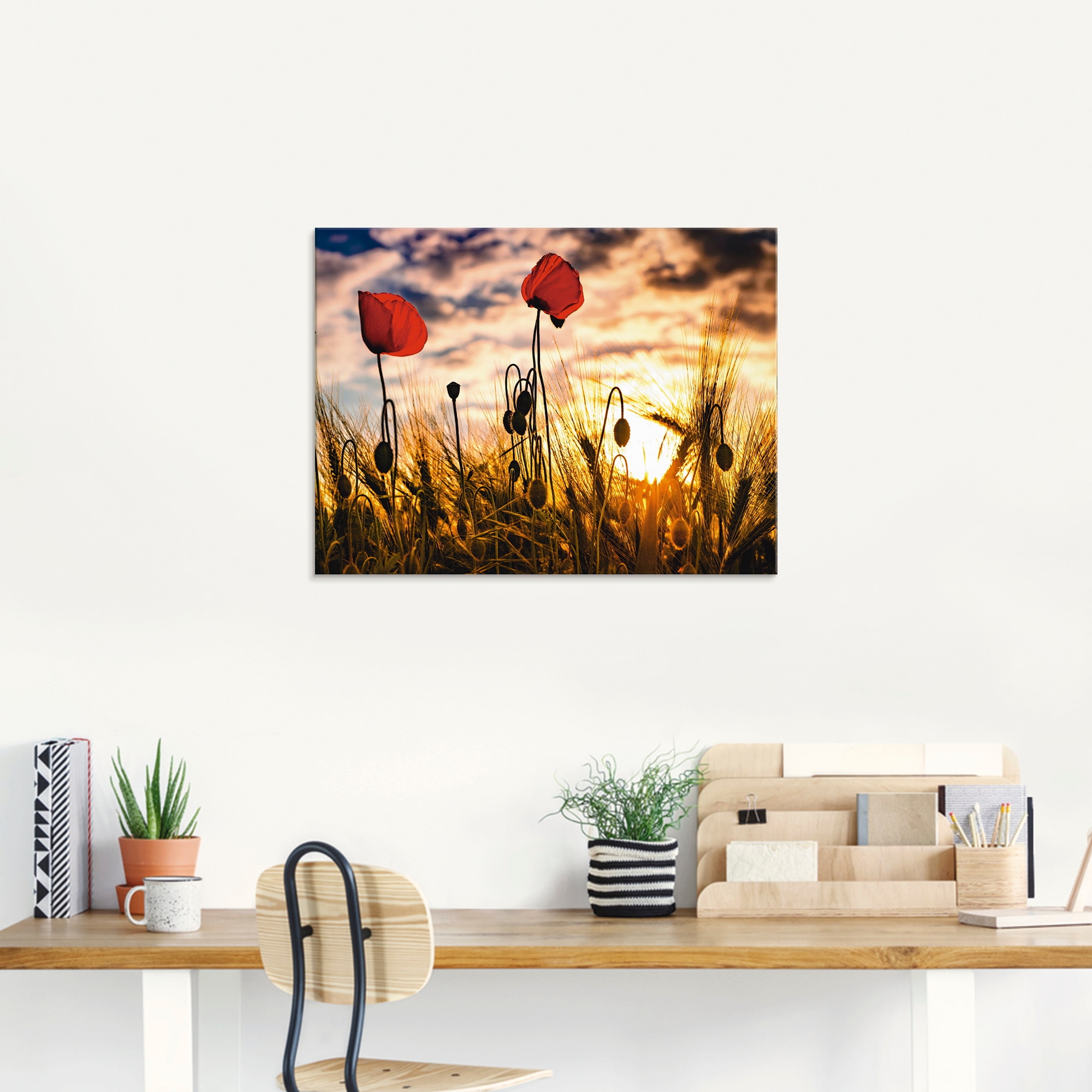 Artland Glasbild »Mohnblumen im Sonnenuntergang«, Blumen, (1 St.), in verschiedenen Größen