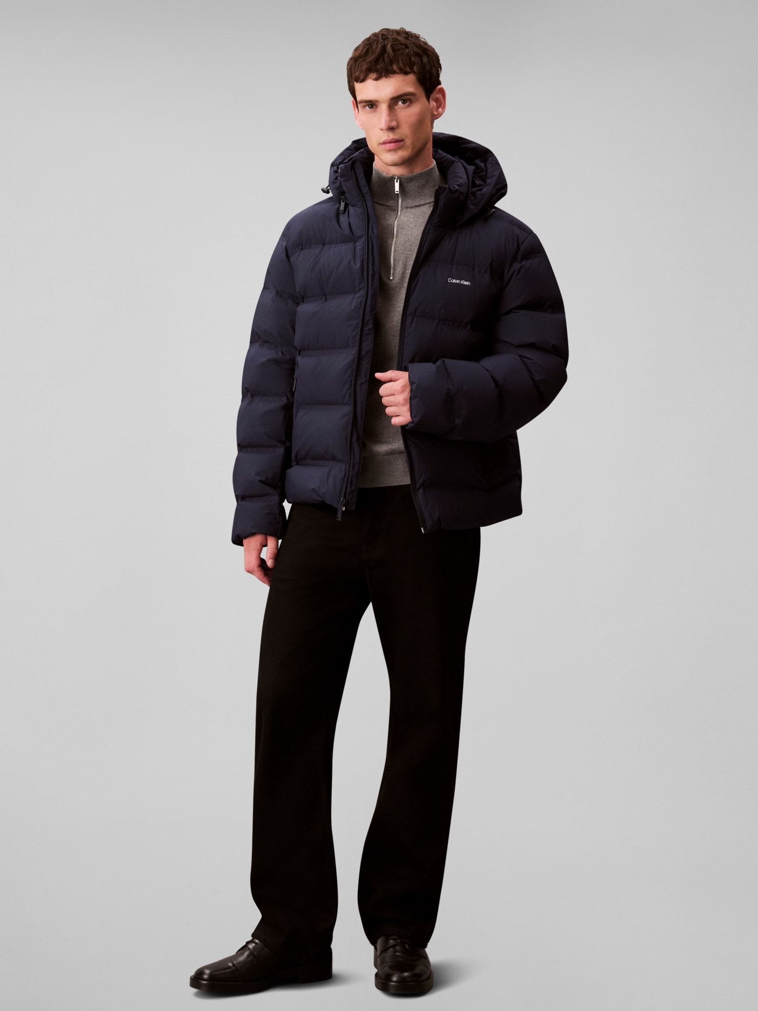 Calvin Klein Steppjacke »LS QUILTED BONDED CHANNEL HD PUF«, ohne Kapuze, Mit Rundhalsausschnitt, regular fit