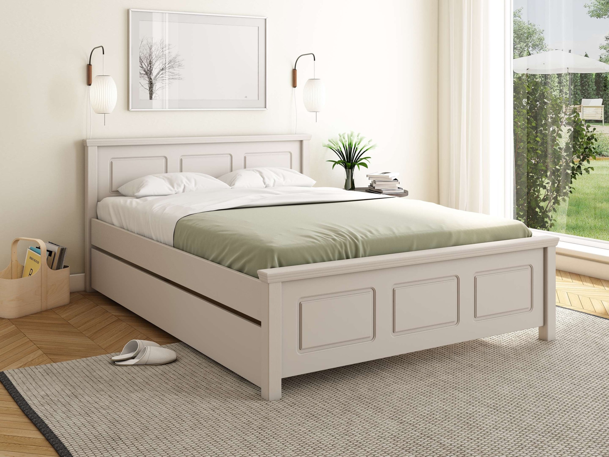 OTTO home Massivholzbett »ERIKK' , Made in Europe, optional mit Schublade, Massivholz Kiefer« FSC® zertifiziert,  in mehreren Größen, Landhausstil mit Kassettenoptik