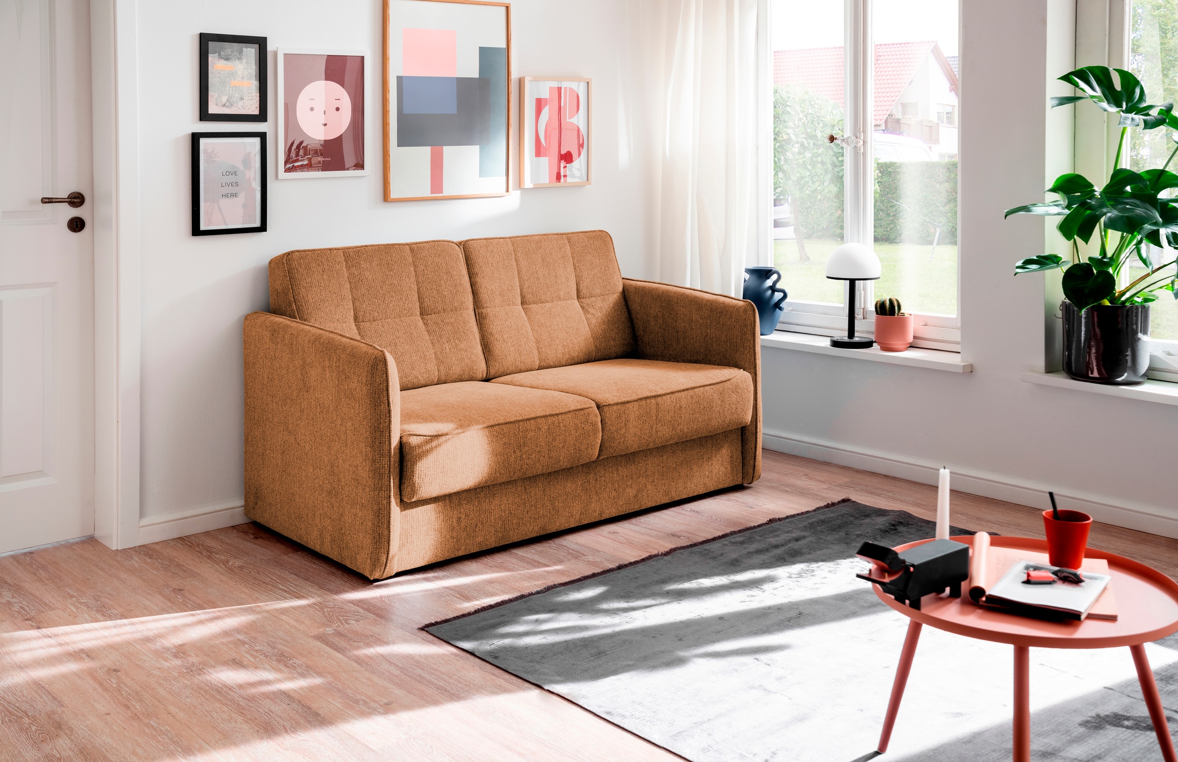 Home affaire Schlafsofa "Milano Einzelauszug, Schlaffunktion, schmale Armlehnen, Breite 147cm" zwei einzeln ausziehbare Liegefunktionen
