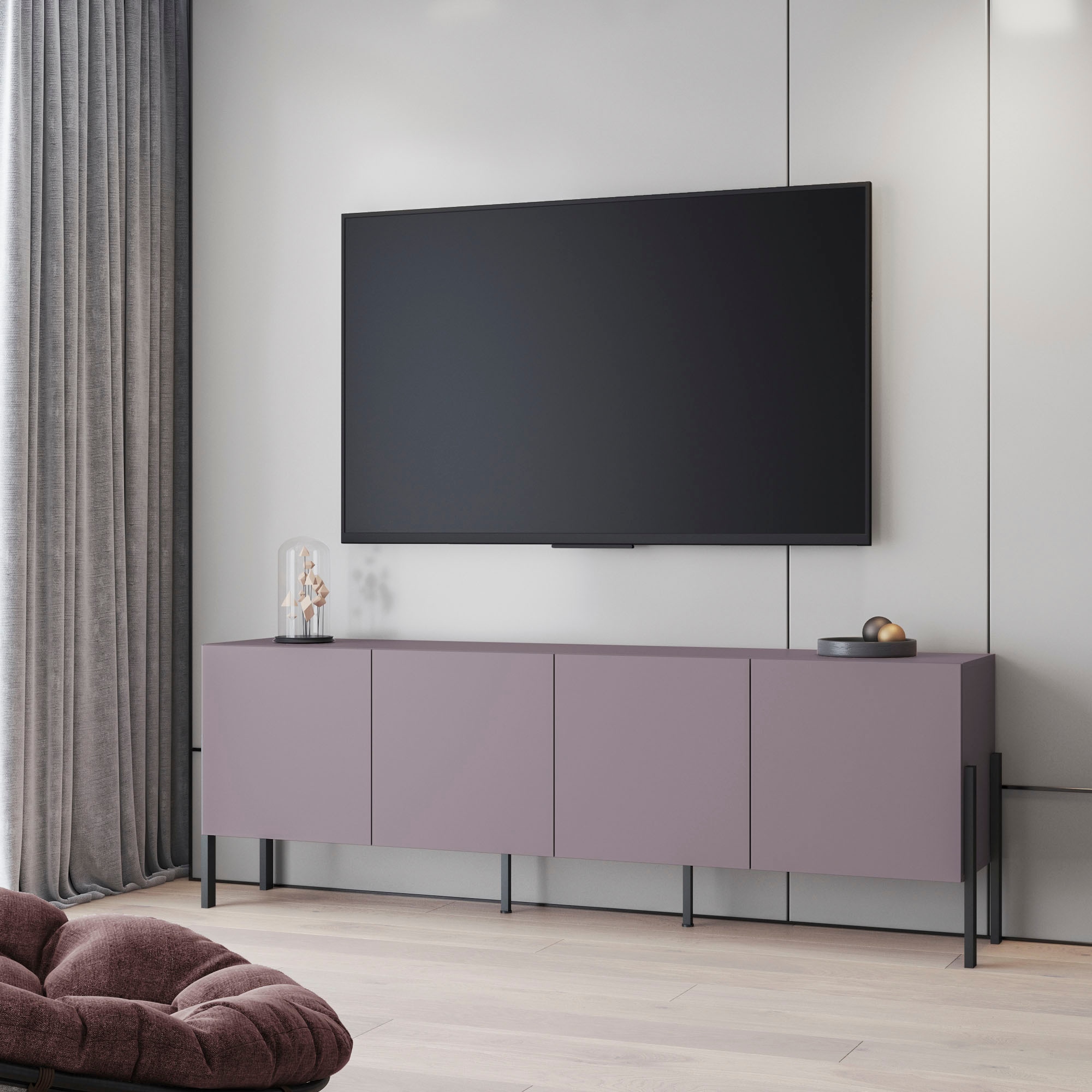 INOSIGN Kommode »Jukon,Breite 200 cm, moderne grifflose Kommode,4 Türen«, Sideboard, Anrichte viel Stauraum, push-to-open-Funktion