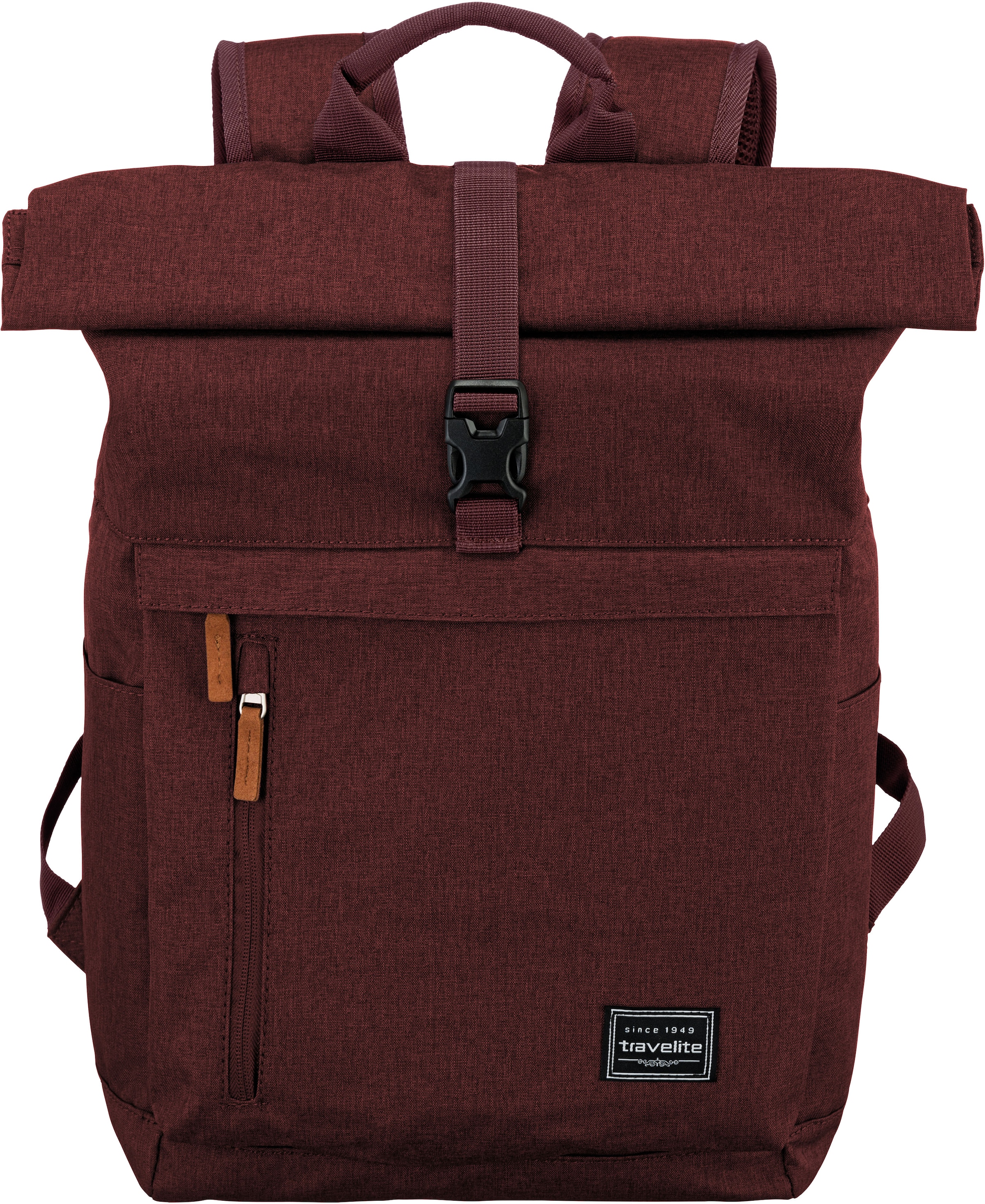 travelite Laptoprucksack »Basics Rollup, bordeaux«, Freizeitrucksack Arbeitsrucksack Schulrucksack Reiserucksack