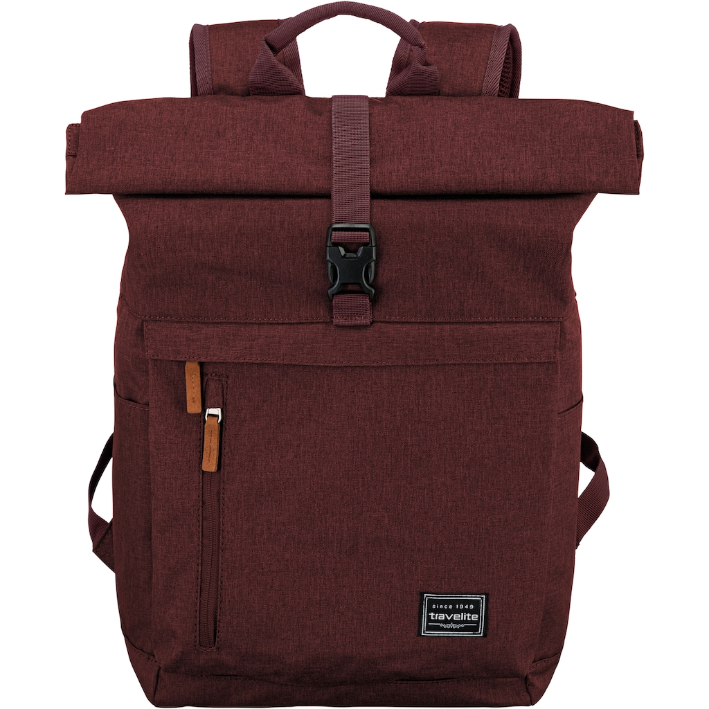 travelite Laptoprucksack »Basics Rollup, bordeaux«, Freizeitrucksack Arbeitsrucksack Schulrucksack Reiserucksack