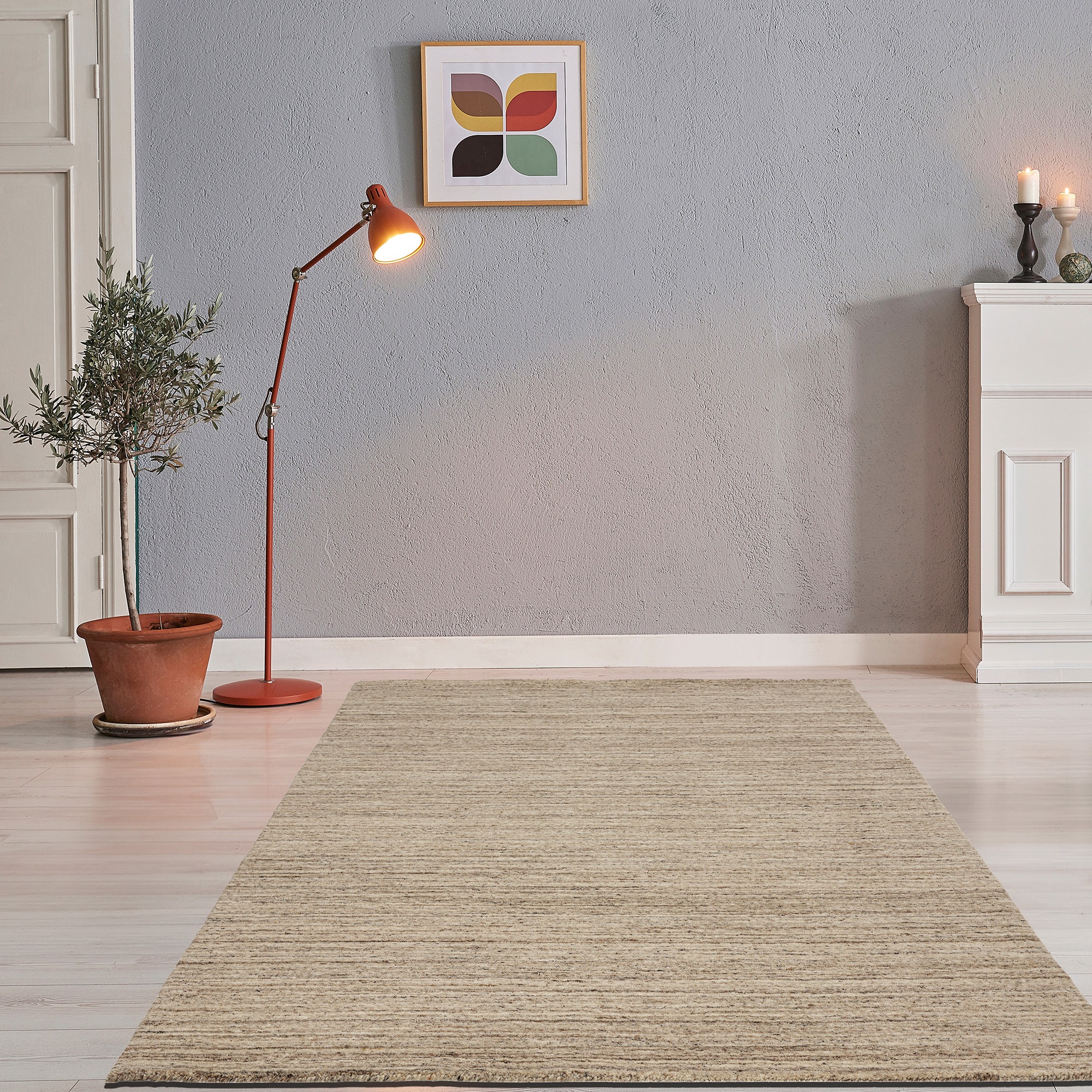 THEKO Wollteppich »Pure UNI«, rechteckig, 14 mm Höhe, Handwebteppich, meliert, reine Wolle, handgewebt