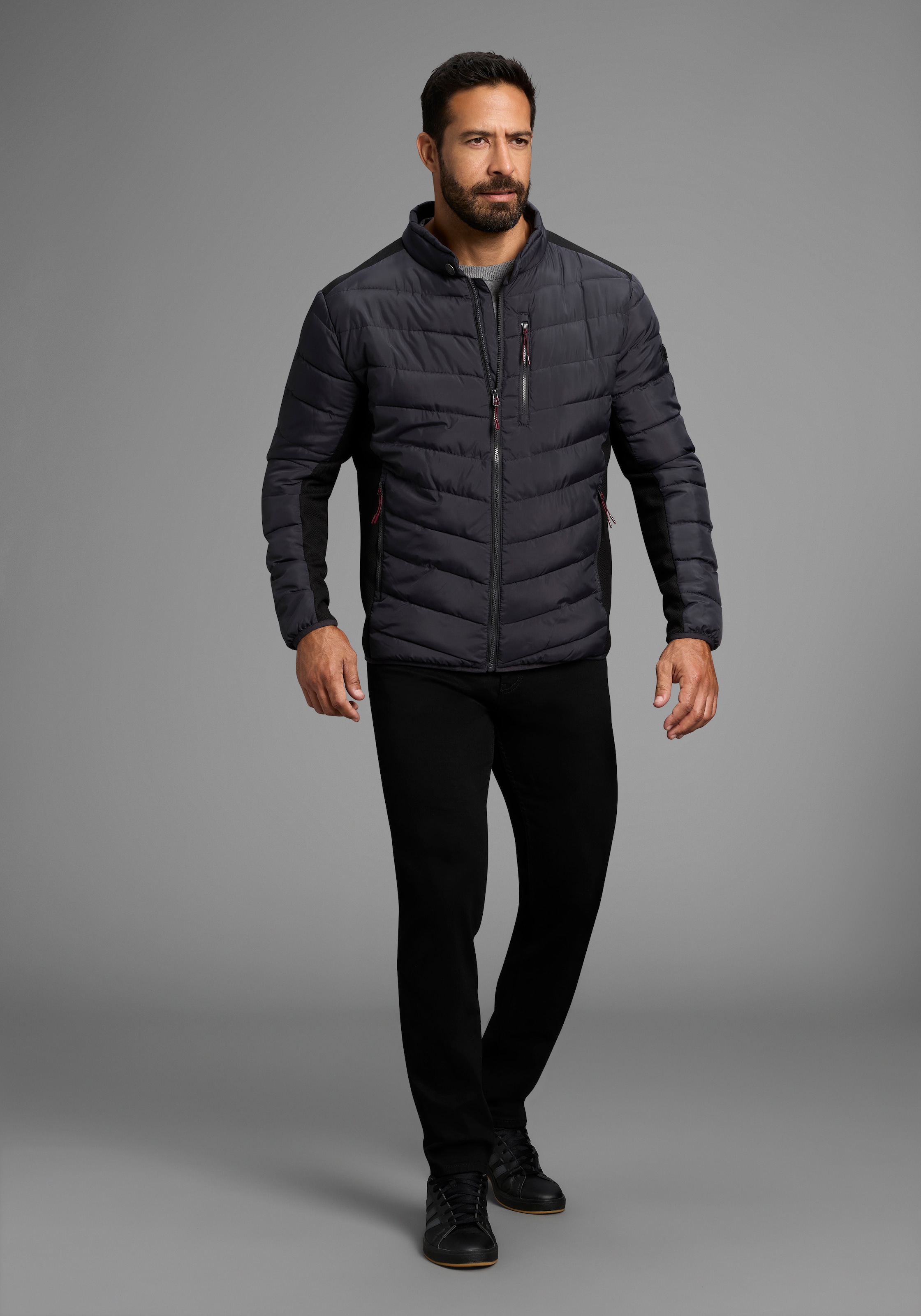Man's World Steppjacke, ohne Kapuze, mit Reißverschlusstaschen, mit Brusttasche, mit Innentaschen