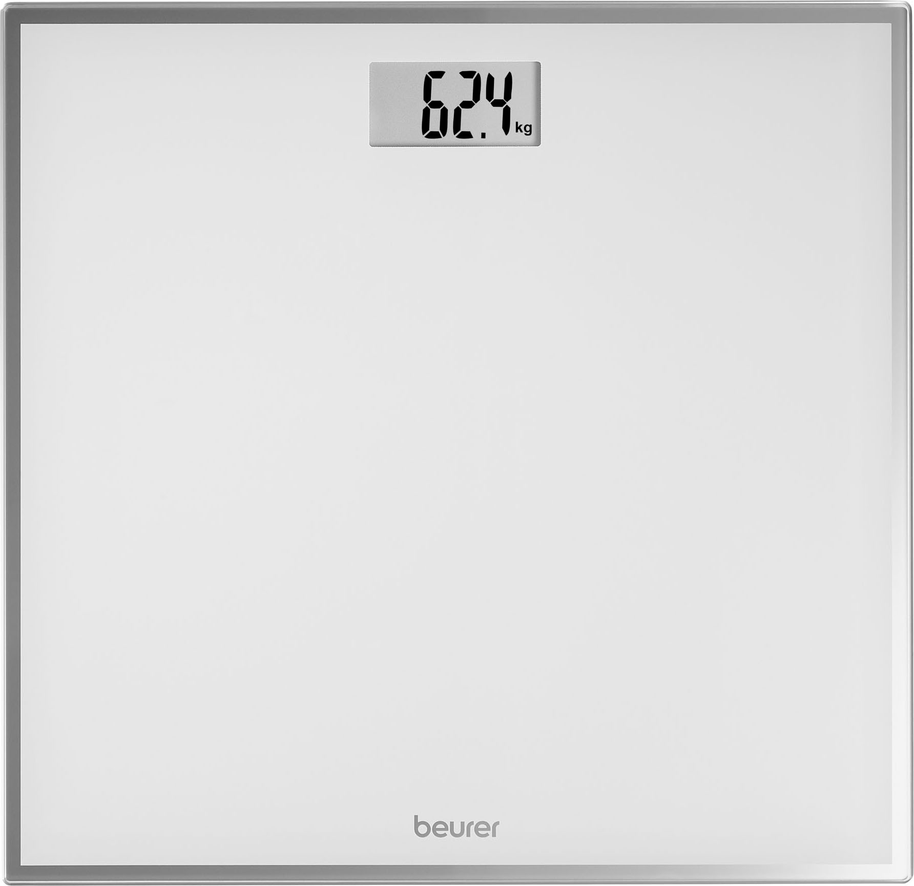 BEURER Personenwaage »GS 120, kompakte Glaswaage aus Sicherheitsglas mit nur 1,8 cm Höhe«, Tragkraft bis 150 kg, platzsparendes Format mit 27 x 26 cm