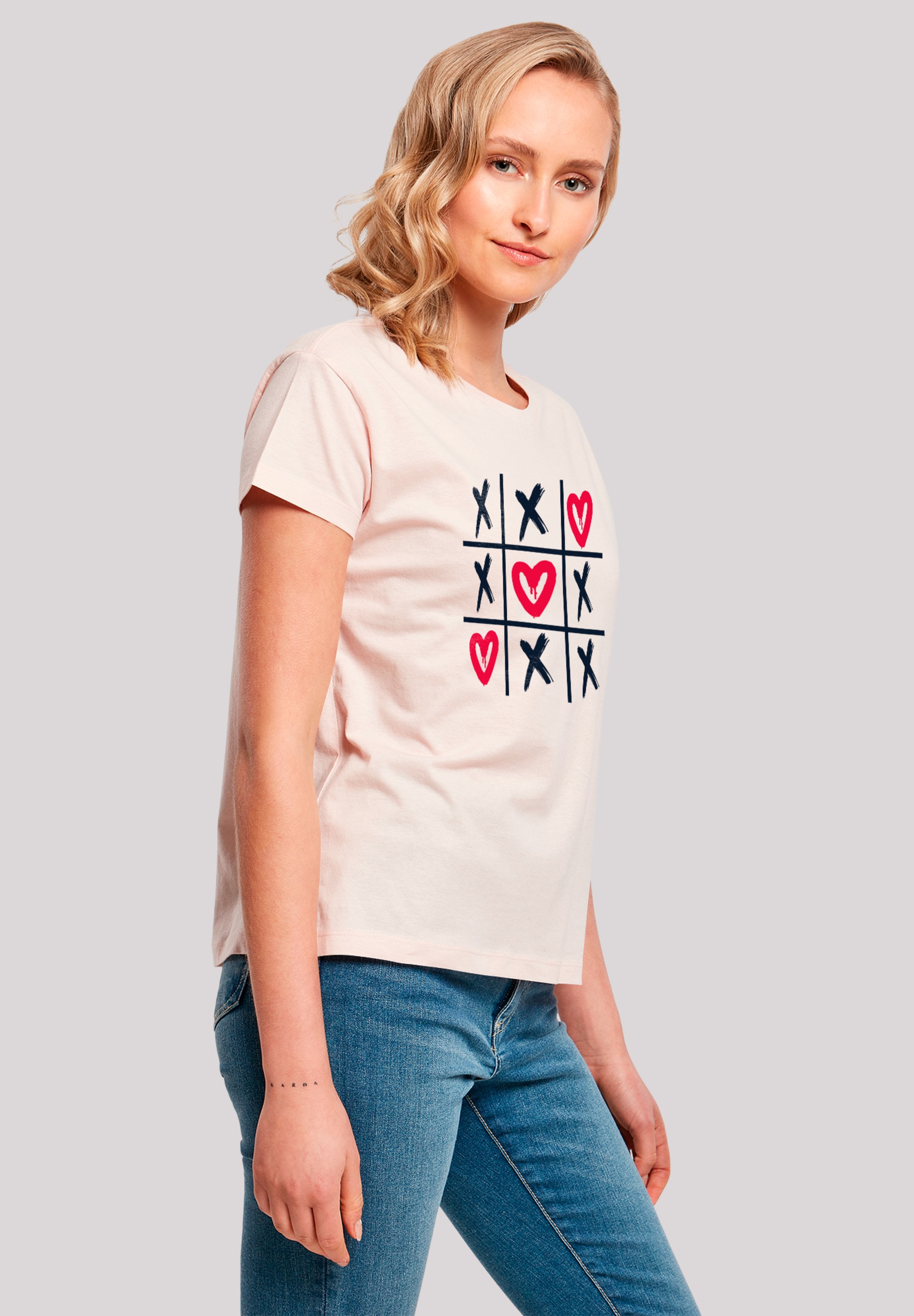F4NT4STIC T-Shirt »Valentinstag Herz Tic Tac Toe«, Premium Qualität