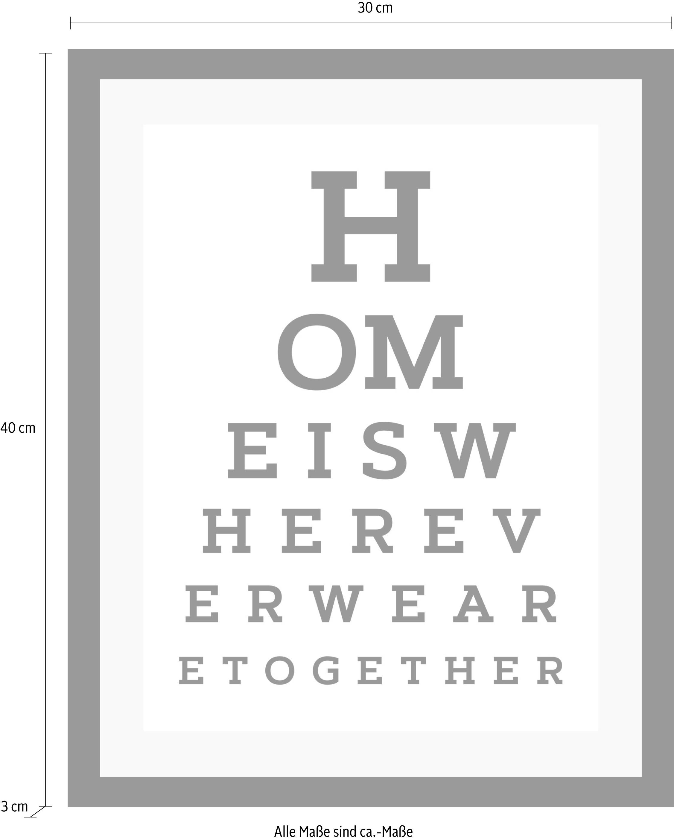 queence Bild »Zuhause« Motivationsbilder | Schriftzug | Schwarz-Weiß | Sprüche & Texte HD Premium Poster-Druck inkl. Holzrahmen