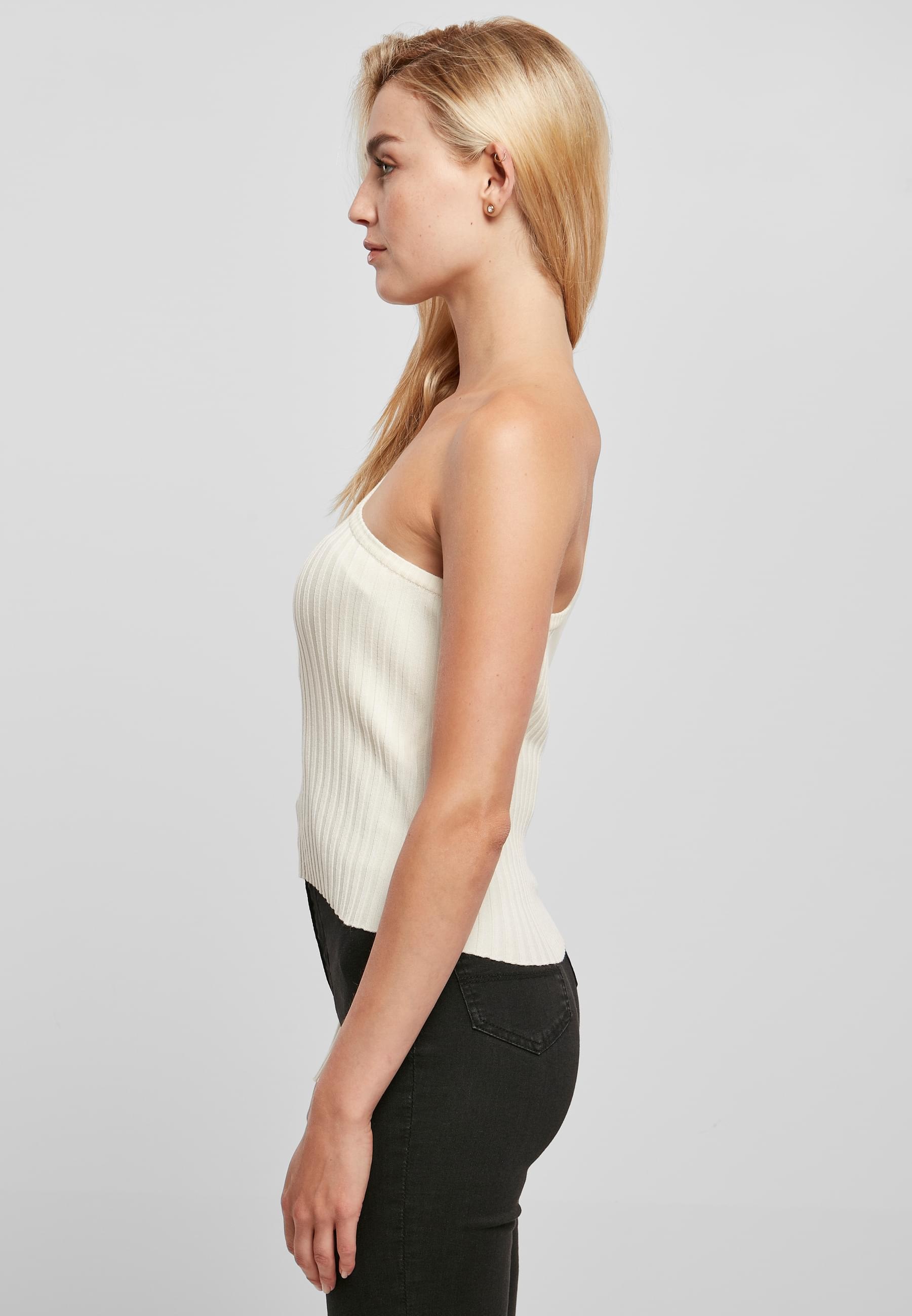 URBAN CLASSICS Rundhalspullover »Urban Classics Damen Ladies Short Rib Knit One Sleeve Sweater«, (1 tlg.)