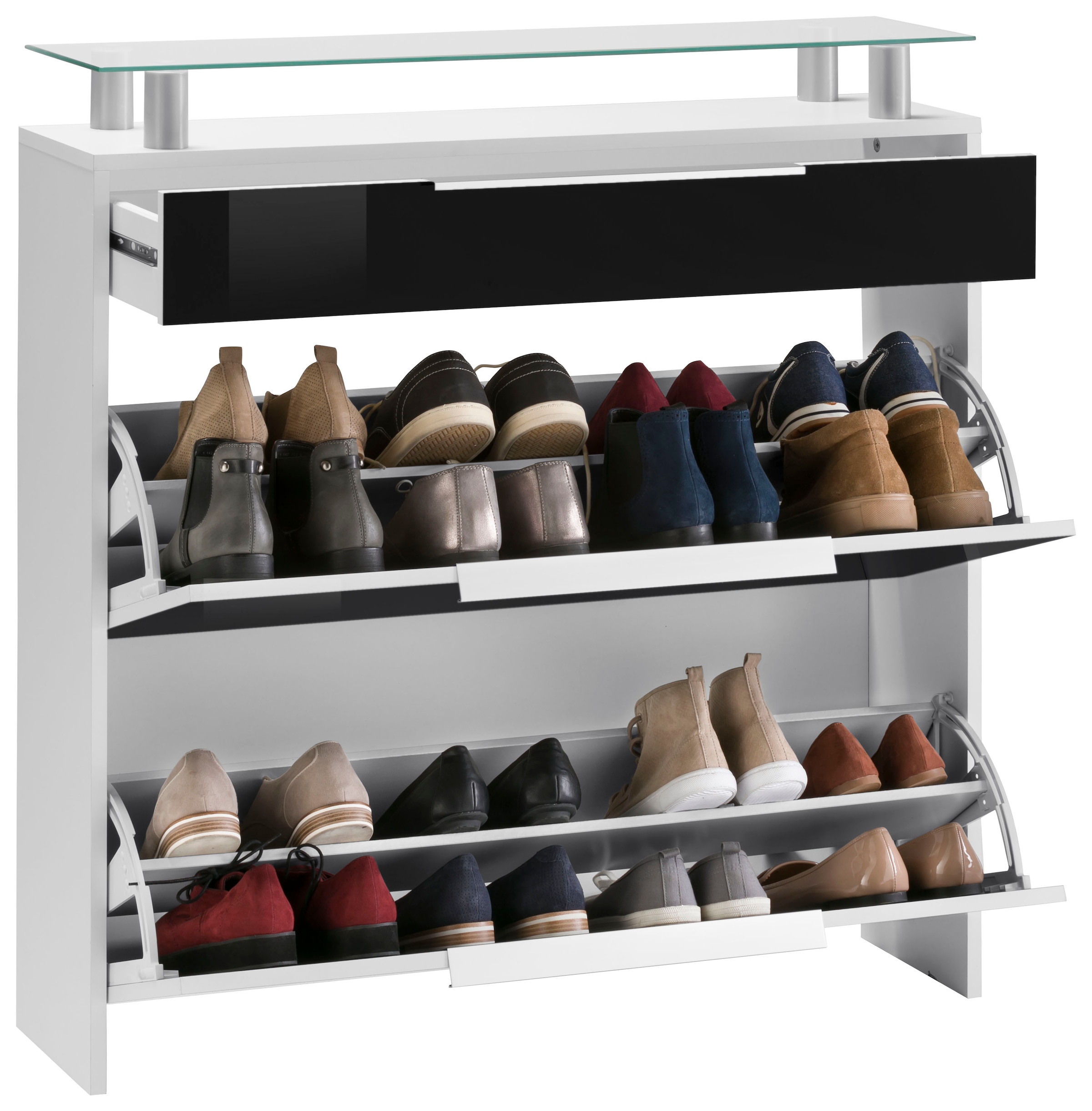 borchardt Möbel Schuhschrank »Oliva«, Breite 89 cm, hängend, mit 2 Doppeltrommel und 1 Schubkasten