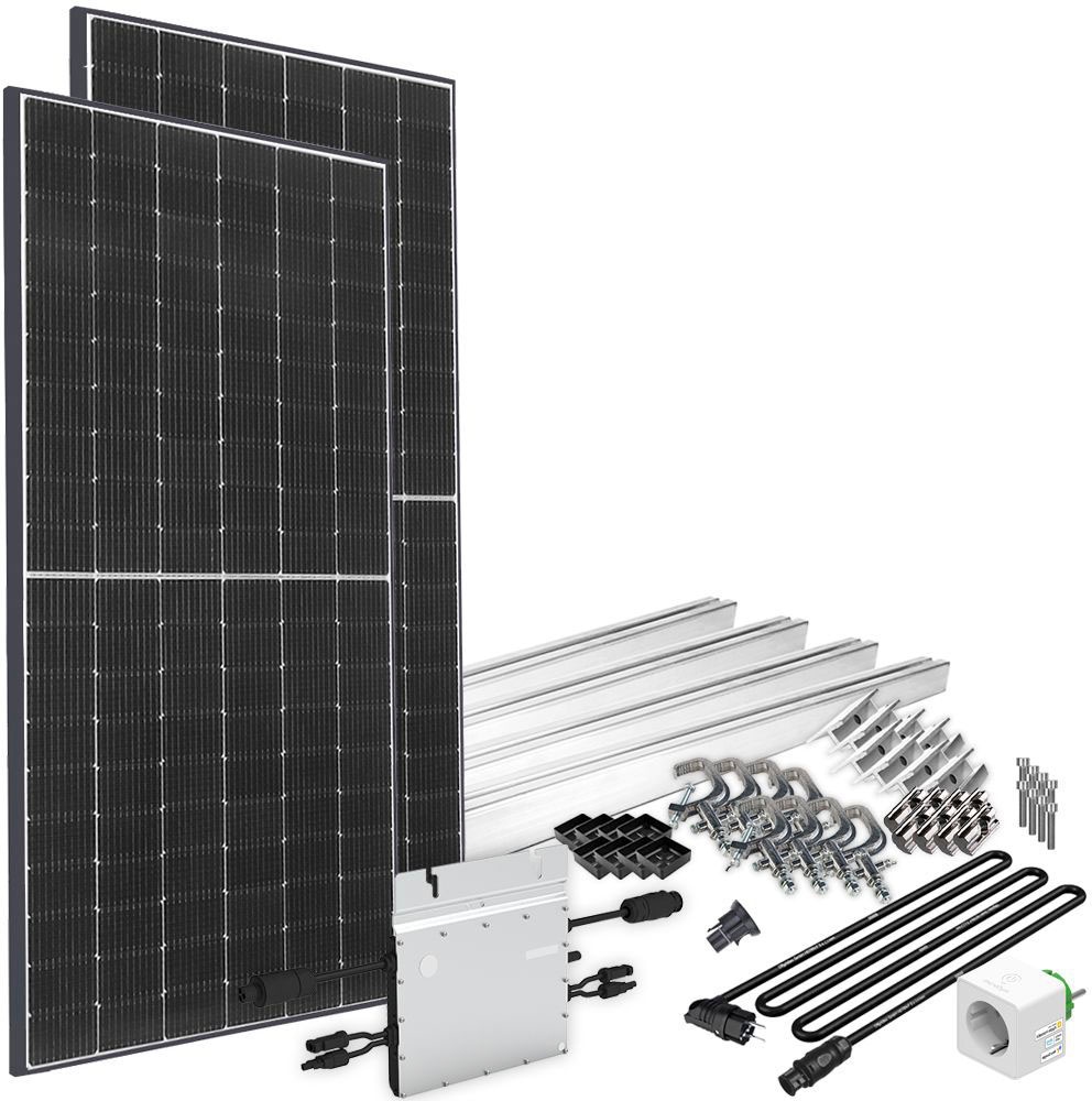 offgridtec Solaranlage »Solar-Direct 830W HM-800«, Schukosteckdose, 5 m Kabel, Montageset für Balkongeländer, Stromzähler