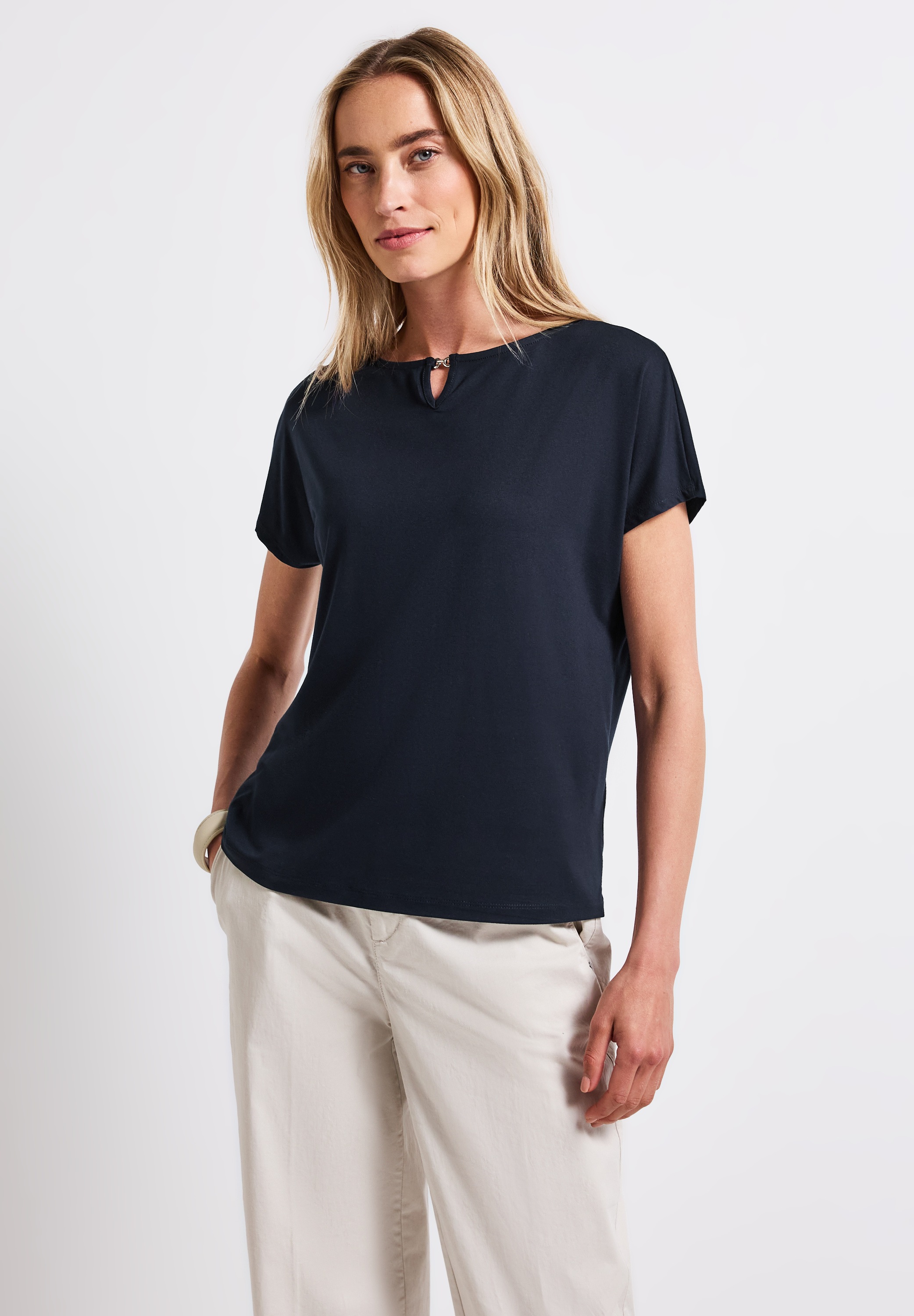 STREET ONE T-Shirt mit Materialmix günstig online kaufen