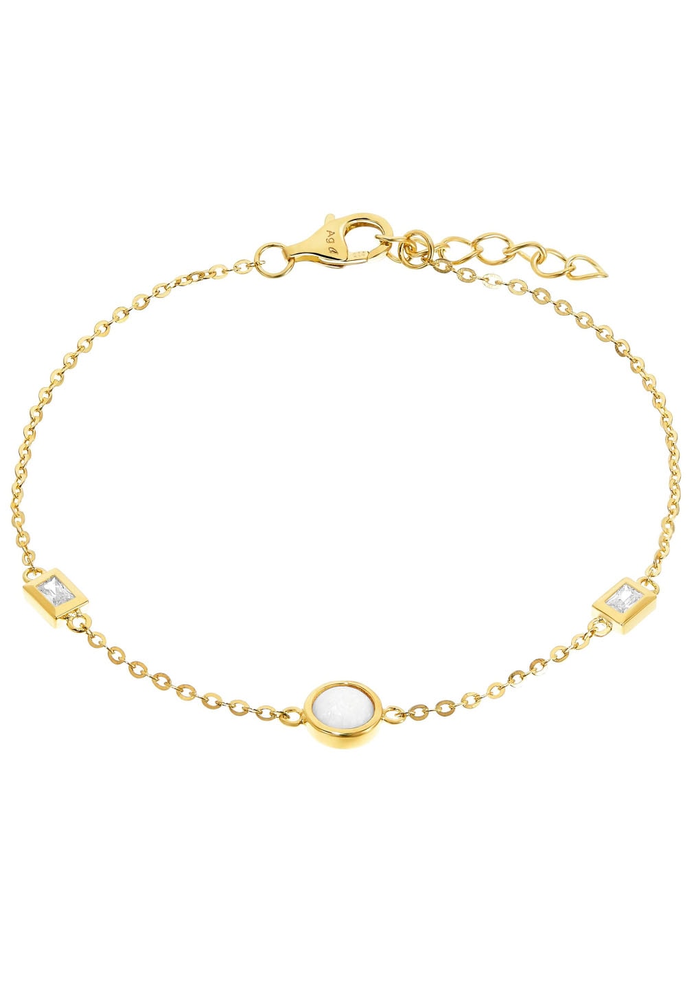 AMOR Damen Armband "Shiny Perlmutt", 19cm, Silber 925 (Sterlingsilber), gelb, Silber 925 (Sterlingsilber), Armbänder, mit Opal, Zirkonia (synth.)