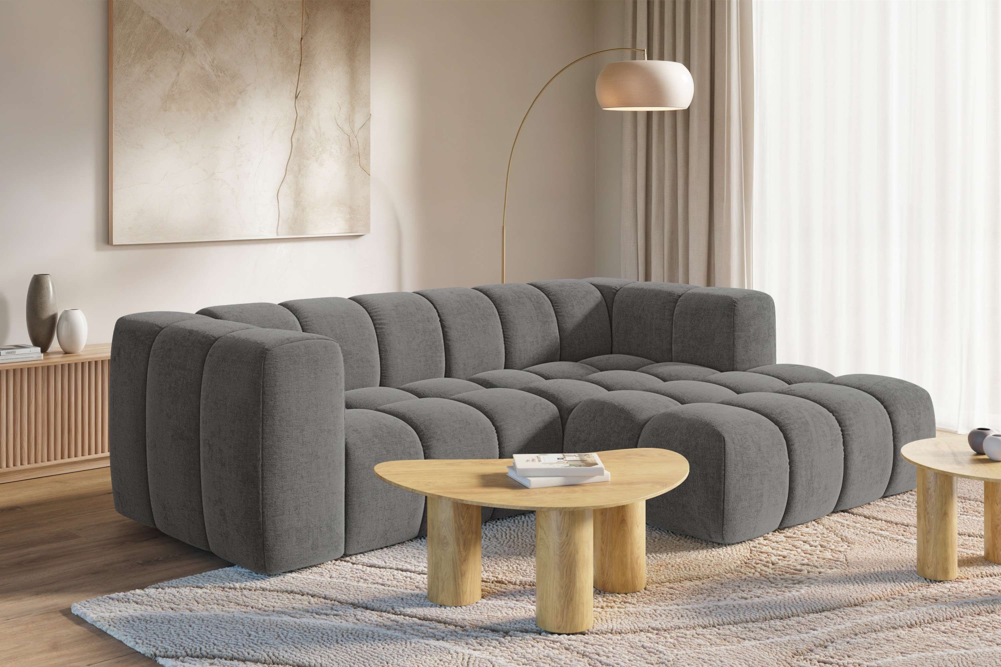homsy by Ana Johnson Ecksofa ""L" BOUBELLE L-Form, Design-Sofa, Bubble-Optik, Breite 247 cm" hoher Sitzkomfort dank Wellenunterfederung, L Sitztiefe 63 cm