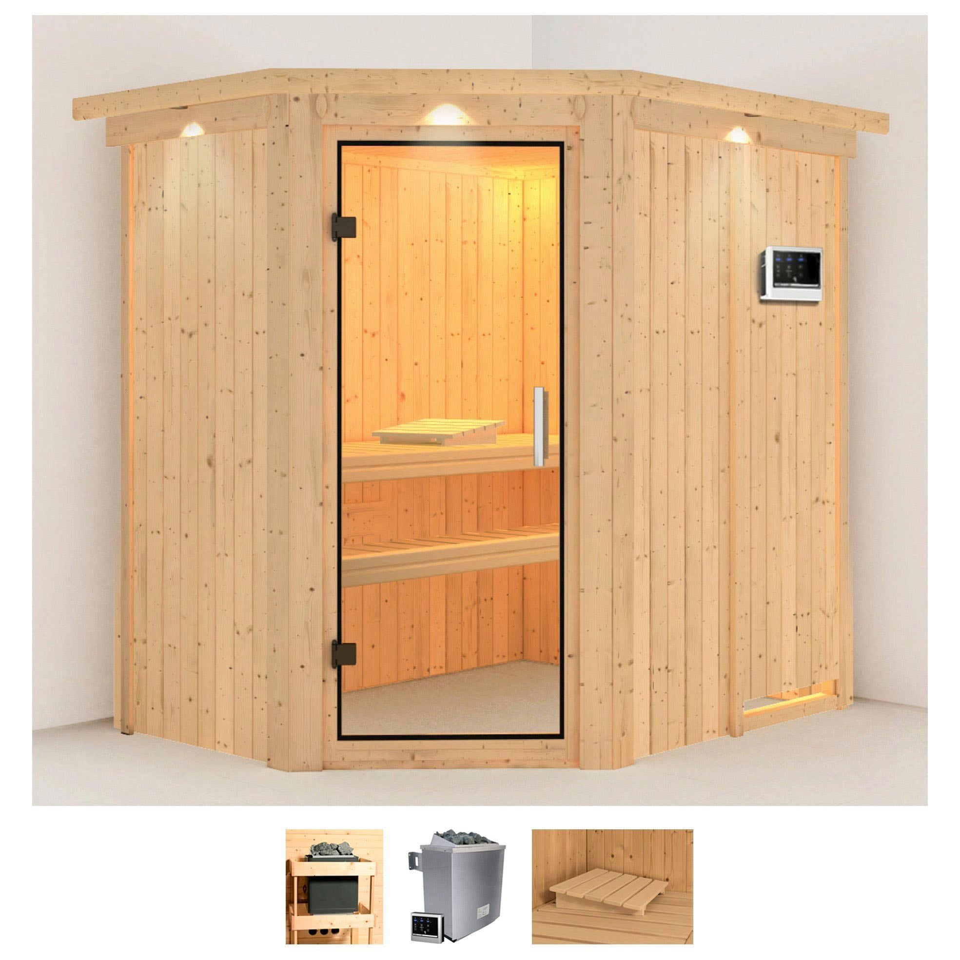 Karibu Sauna "Clara" Set, Ofen 9 KW externe Strg easy