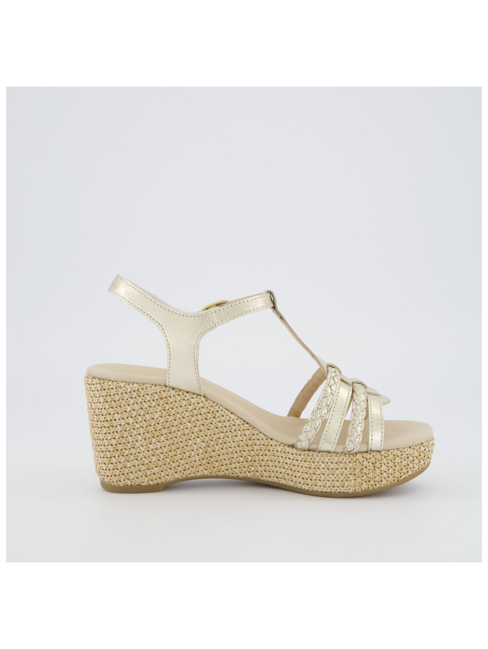 Paul Green Wedge Sandals Gray Leather Size 39 3