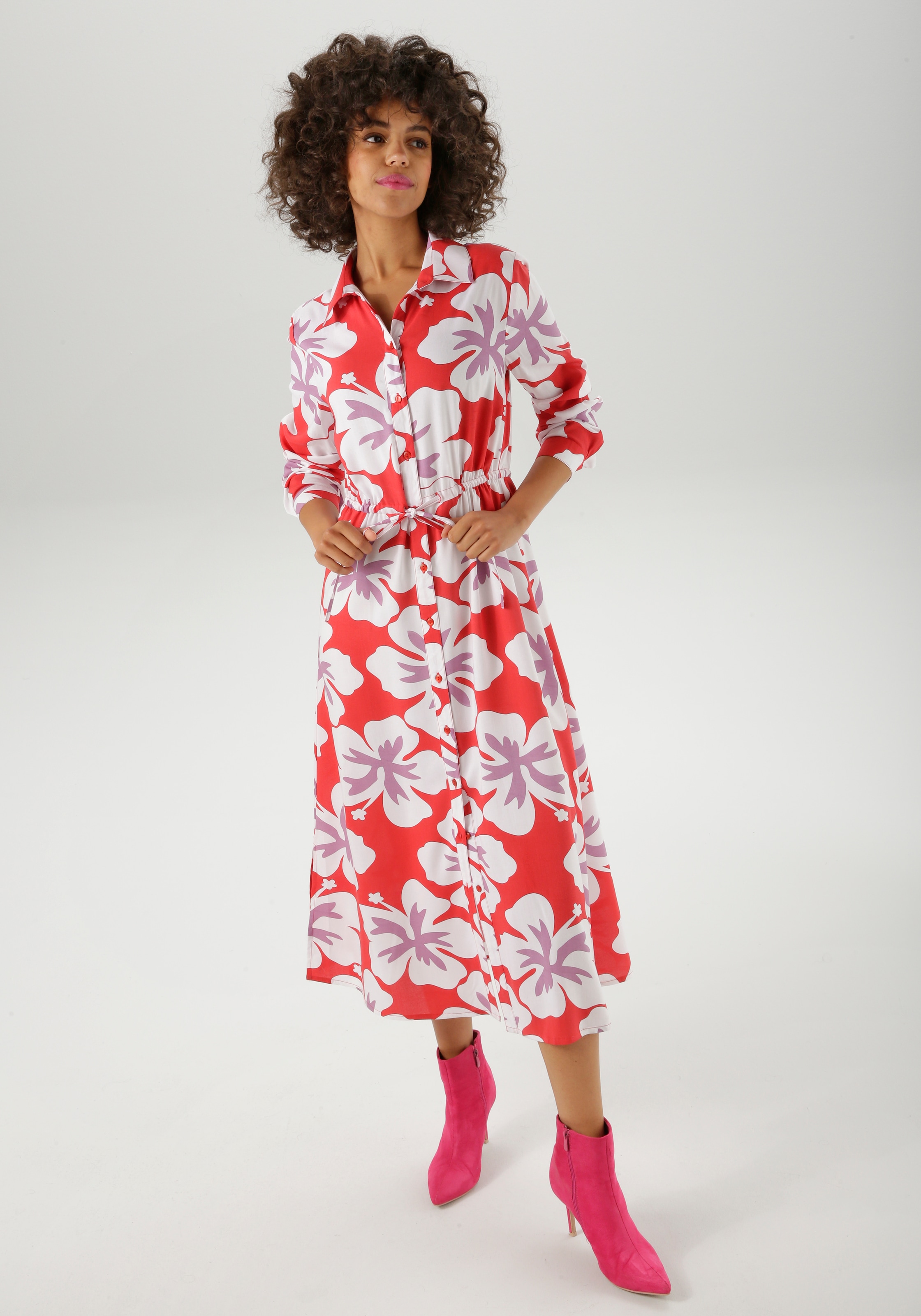 Aniston CASUAL Maxikleid mit großflächigen, grafischen Blüten bedruckt günstig online kaufen