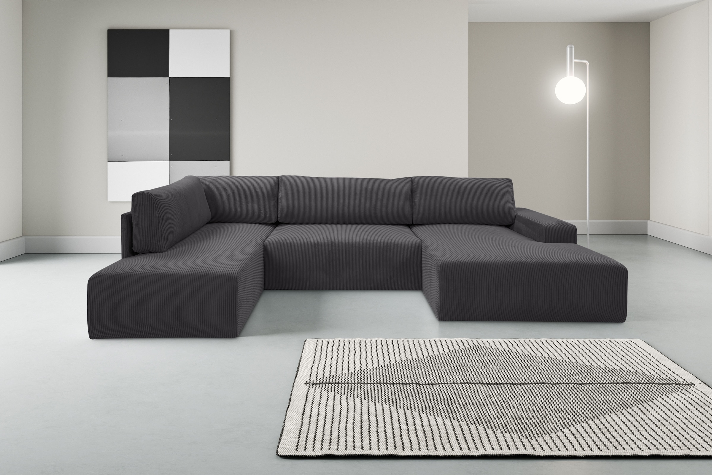WERK2 Wohnlandschaft "Rotterdam-U, U-Form, in kuschelweichem Cord oder Brei günstig online kaufen