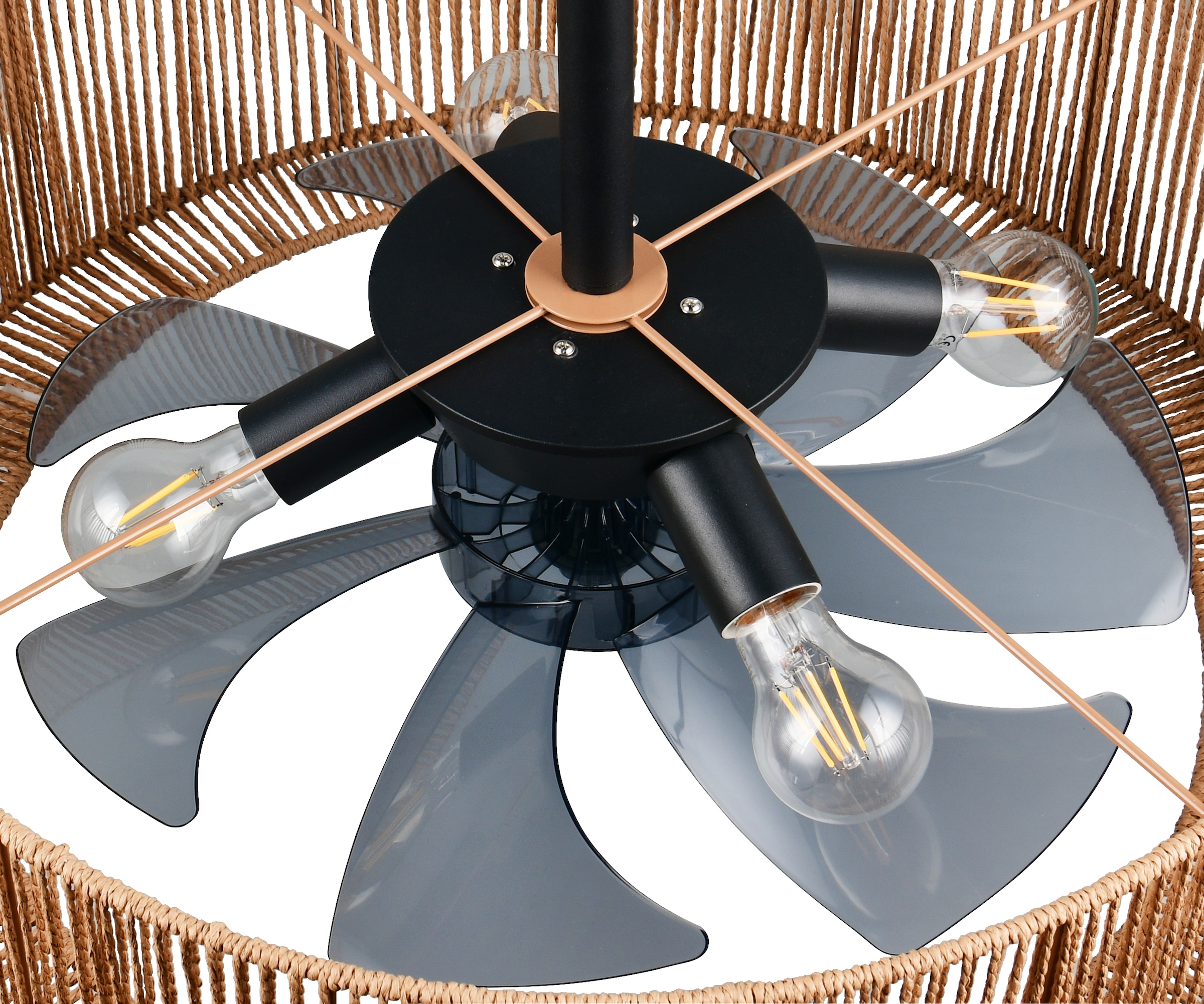 REALITY Leuchten Deckenleuchte »SMILLUM mit Ventilator, großer Deckenventilator mit Licht Ø 61cm« E27 1 Stk. warmweiß - kaltweiß exkl 4x E27 Leuchtmittel Ø 61cm Höhe 37-50cm, Vor- & Rücklauf Funktion
