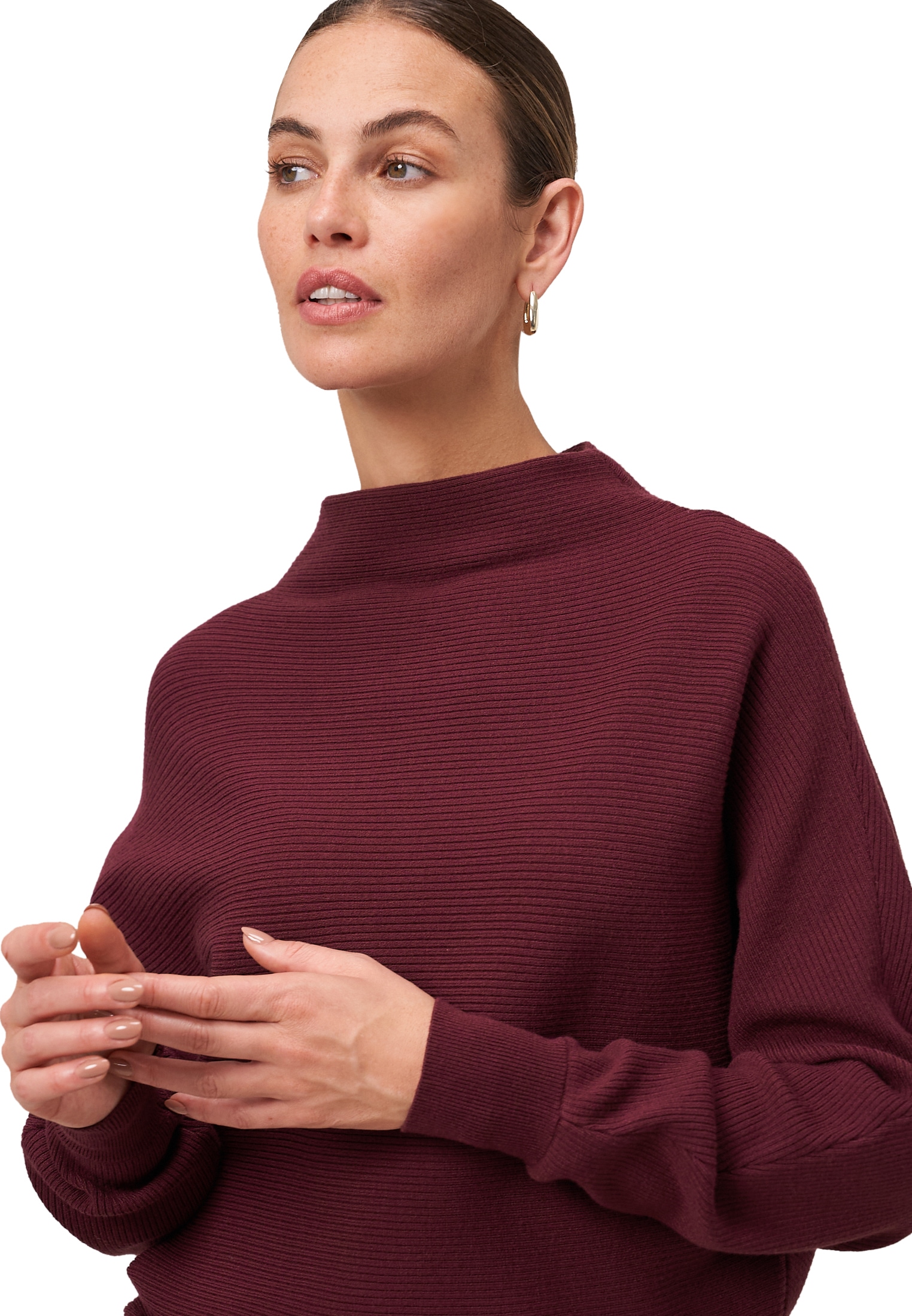 Zero Strickpullover »zero Damen Pullover strukturiert mit Stehkragen«, (1 tlg.), Plain/ohne Details