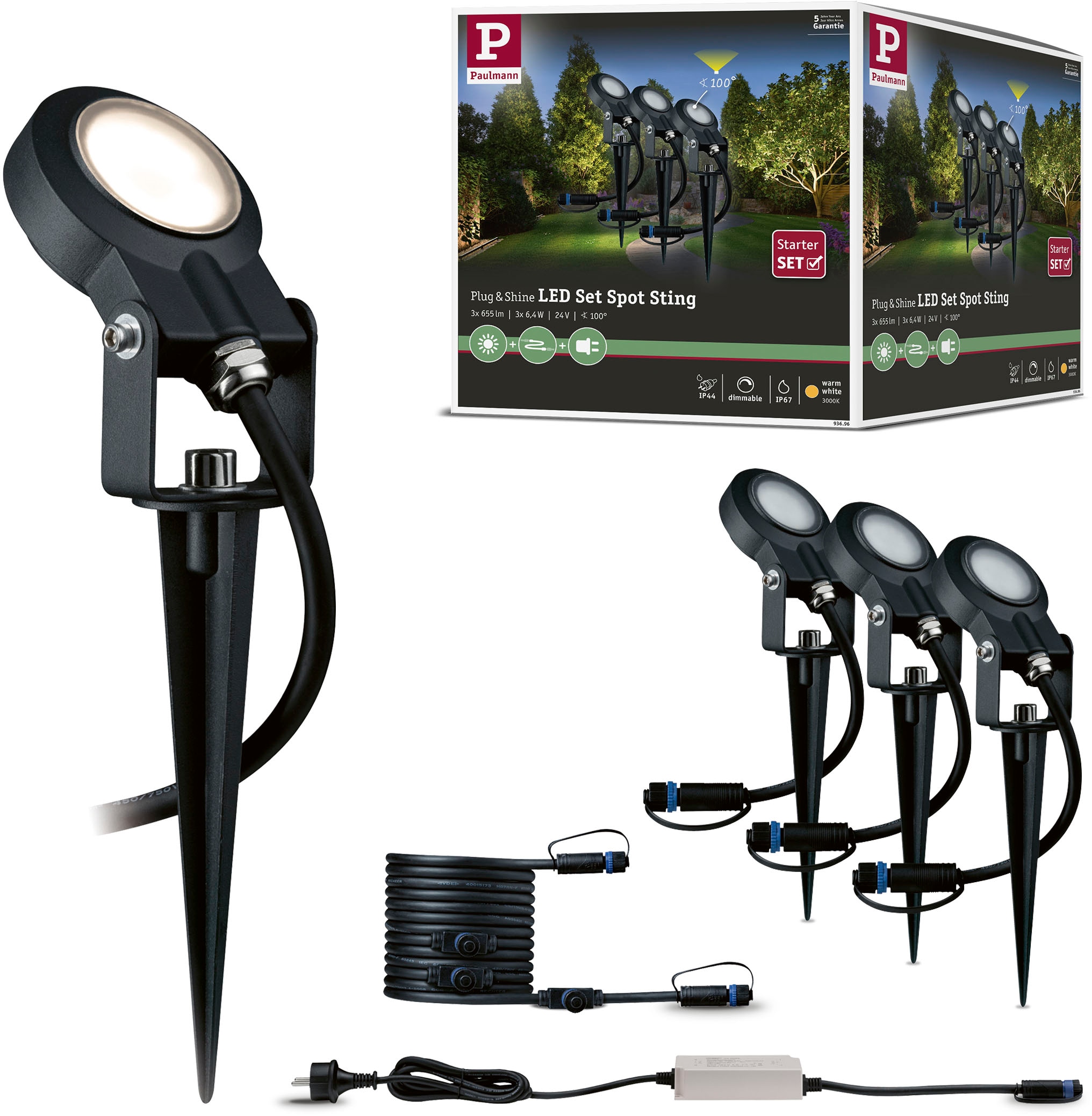 flammig-flammig, 3 Gartenstrahler bestellen Shine«, | & BAUR 3000K IP67, »Plug LED Paulmann