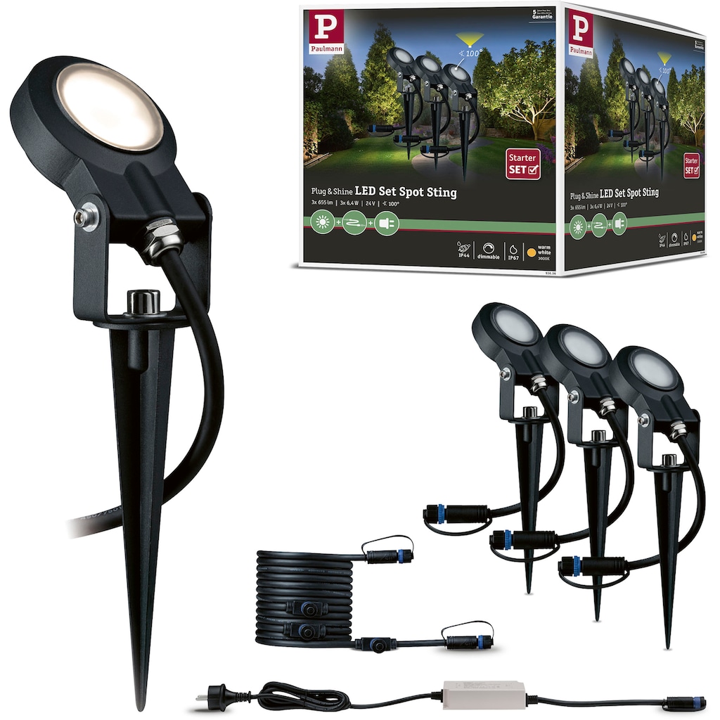 Paulmann LED Gartenstrahler »Plug & Shine«, 3 flammig-flammig