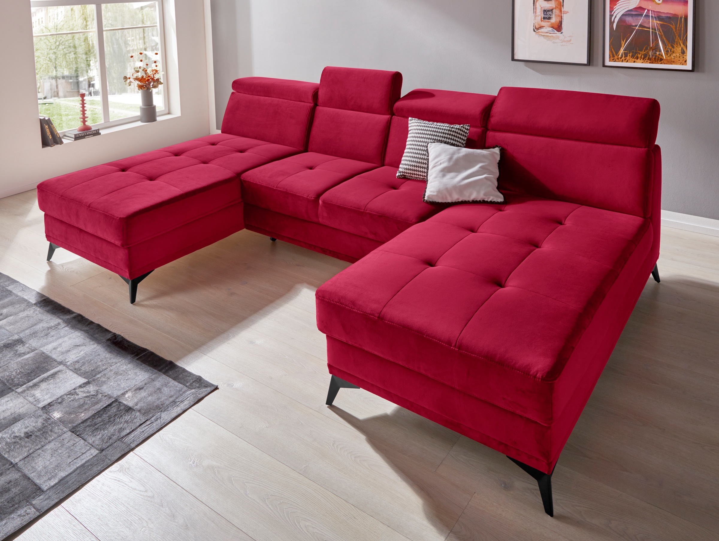 Home affaire Wohnlandschaft "Cardiz U-Form" inkl.Kopfteilverstellung und Fe günstig online kaufen