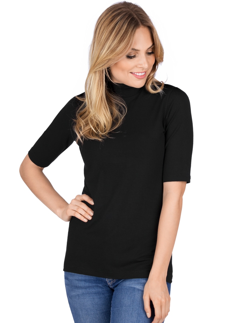 Trigema T-Shirt »TRIGEMA T-Shirt mit elastischem Stehkragen«, (1 tlg.)