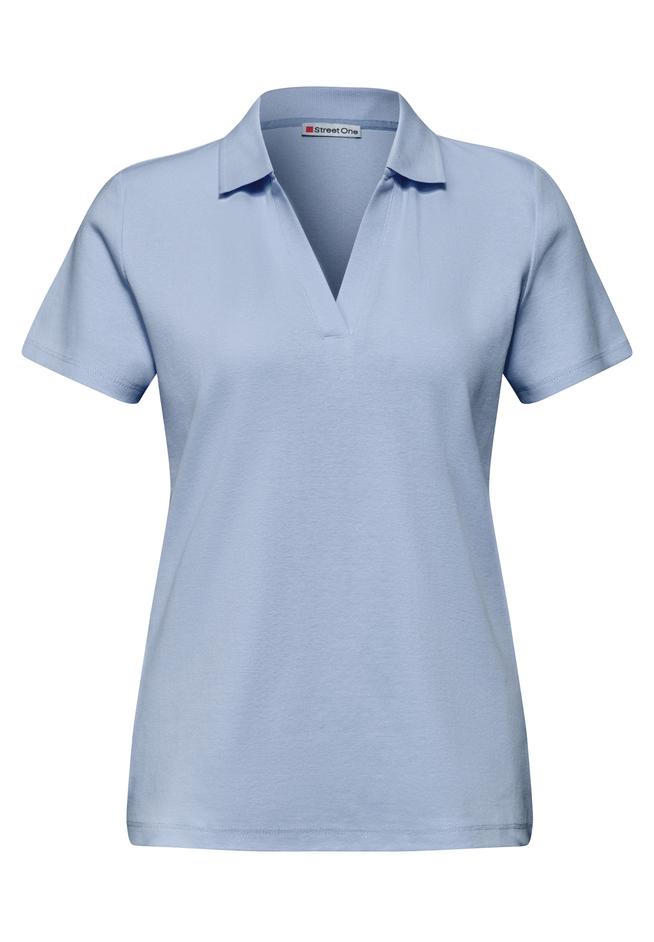 STREET ONE Poloshirt mit geschlitztem Rundhalsausschnitt