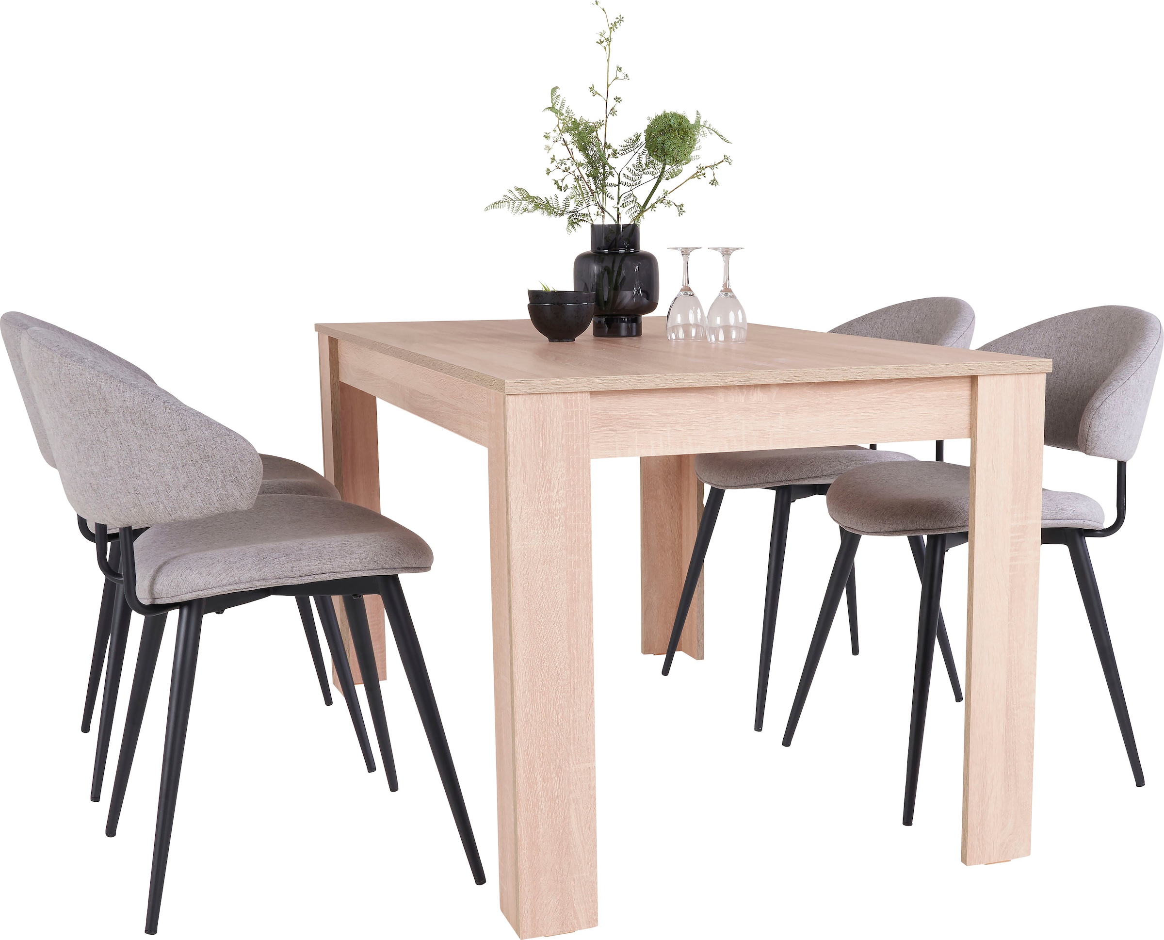 Homexperts Esszimmerstuhl, (Set), 2 St., Webstoff, Webstoff, Schwarz Eisenfüße, B 52 T 54 H 80 cm, Ohne Armlehne