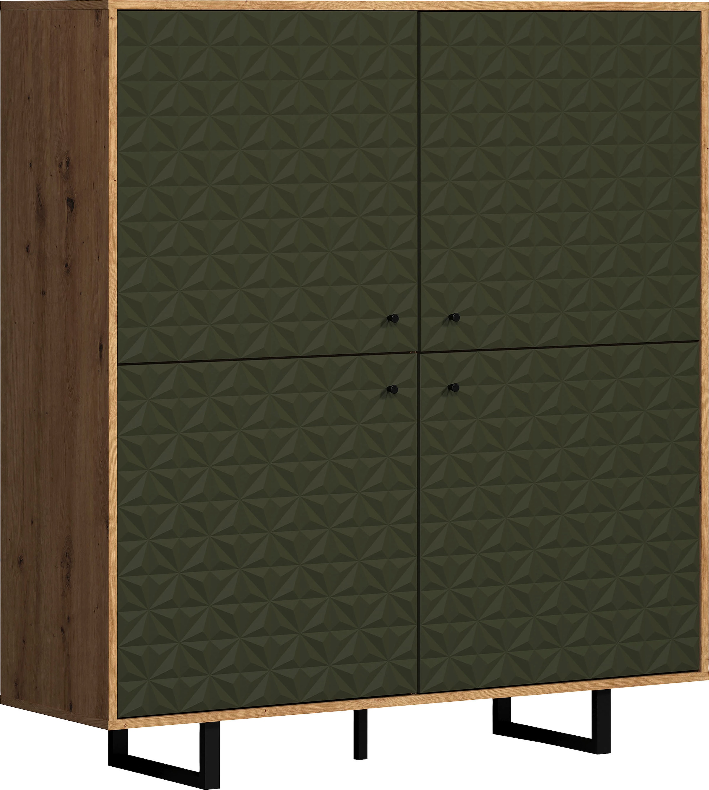 Home affaire Highboard »Ferretti« Sideboard mit besonderer Fräsung - Füße und Griffe aus Metall