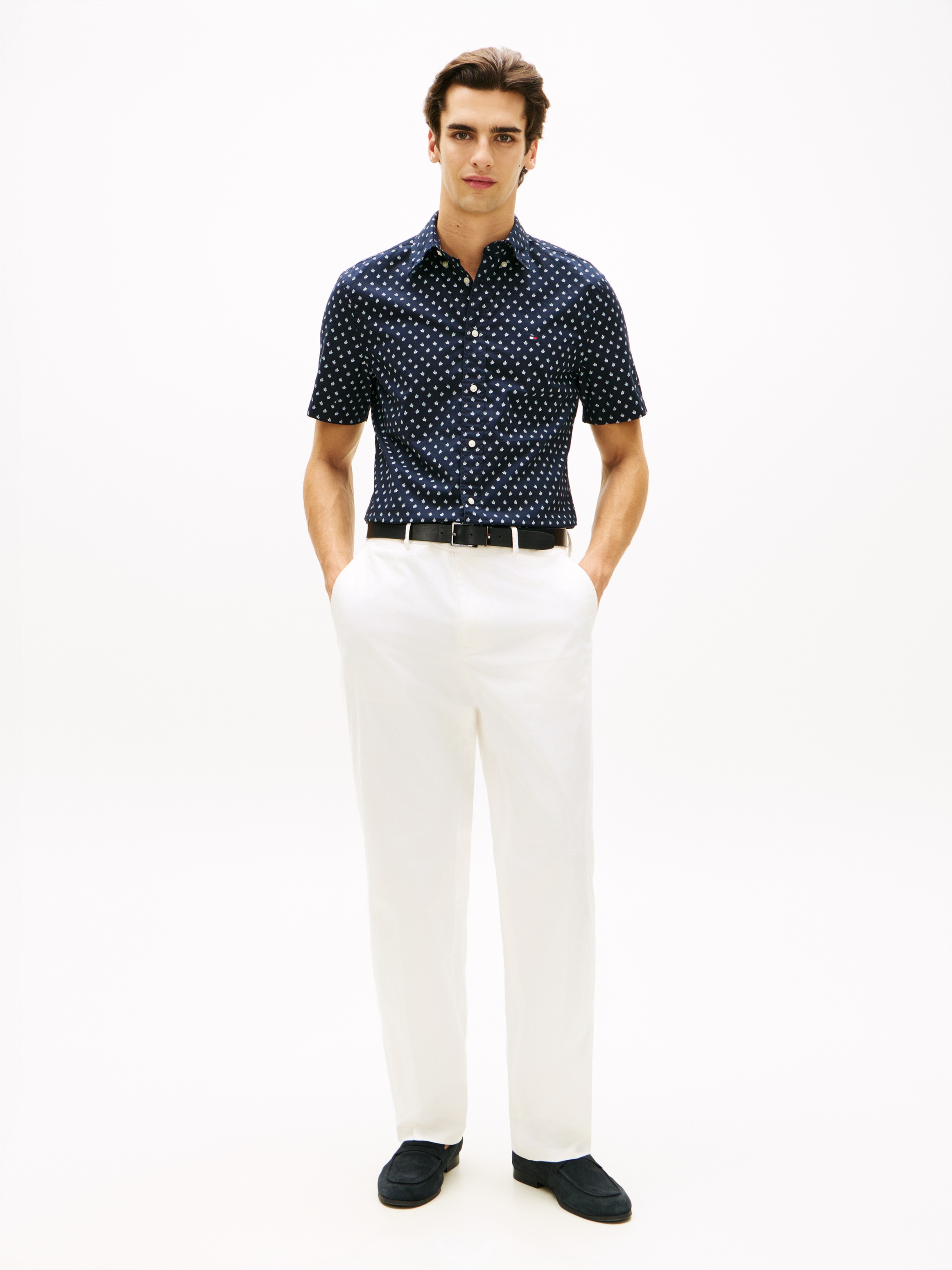 Tommy Hilfiger pour homme. MW0MW42400 Chemise à rayures bleu bengale (XL), Casuel, Lin, Manche longue 8