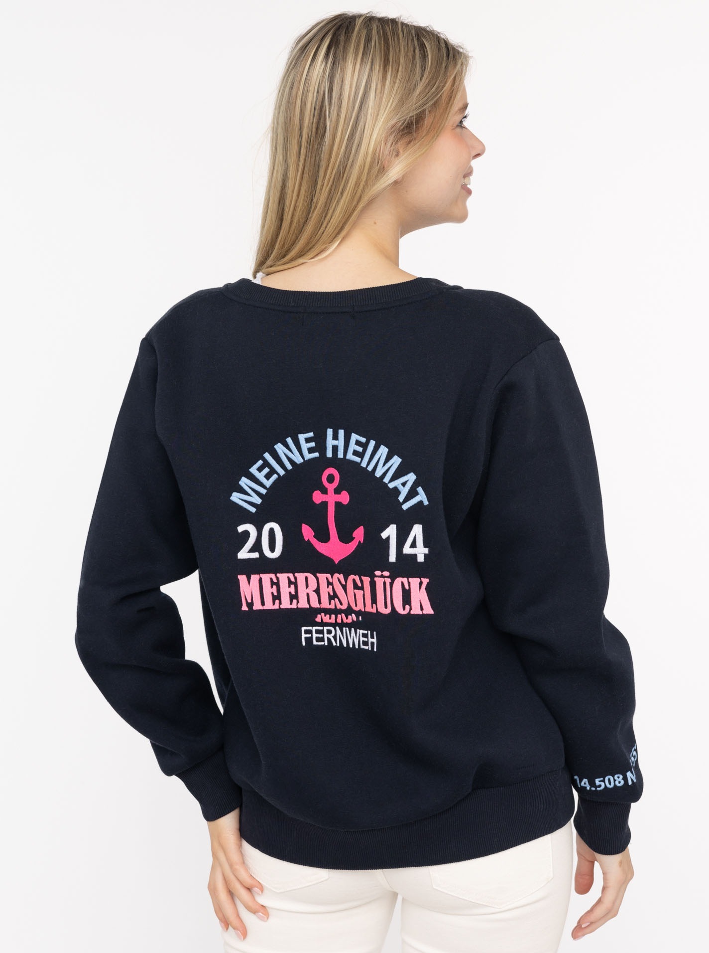 Zwillingsherz Sweatjacke ""Meine Heimat"" maritime Stickerei, Reißverschlus günstig online kaufen