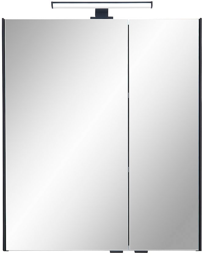 Saphir Badezimmerspiegelschrank »Quickset 395 Badschrank, 2 Spiegeltüren, 2 Einlegeböden, 60 cm breit«, inkl. LED-Beleuchtung, Türdämpfer, Schalter-/Steckdosenkombination