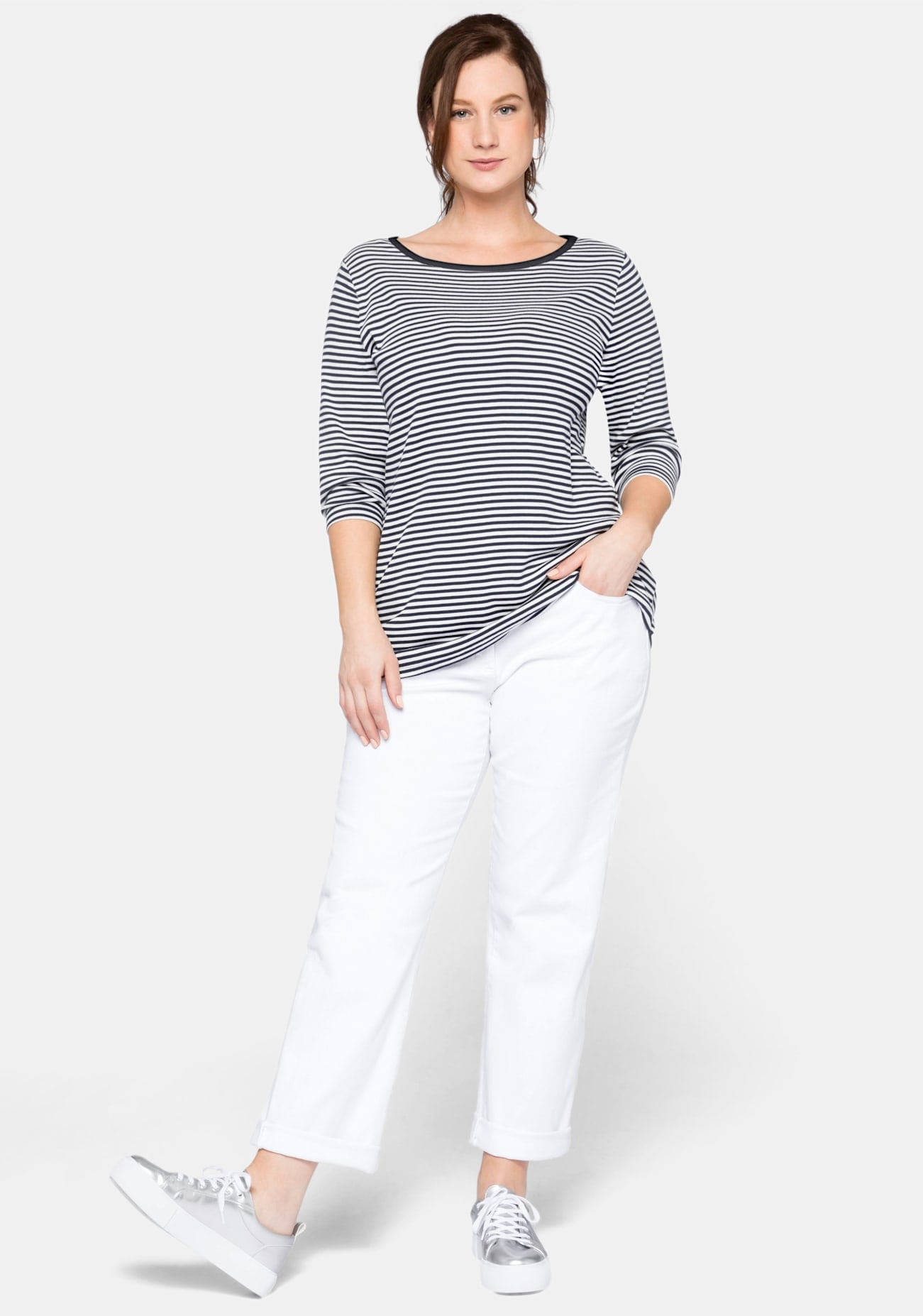 Sheego 3/4-Arm-Shirt "3/4-Arm-Shirt", (1 tlg.) günstig online kaufen