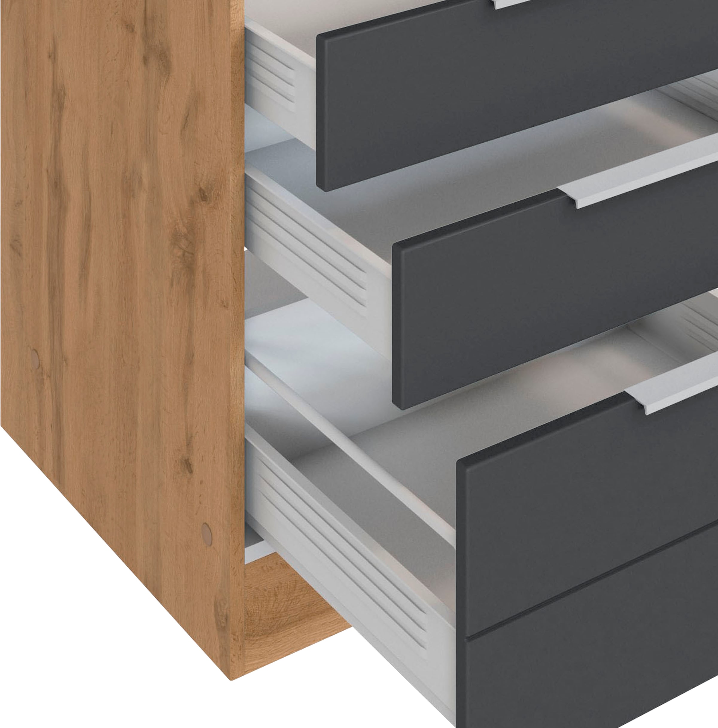 KOCHSTATION Kochfeldumbauschrank »KS-Luhe«, 60 cm breit, hochwertige MDF-Fronten mit waagerechter Lisene