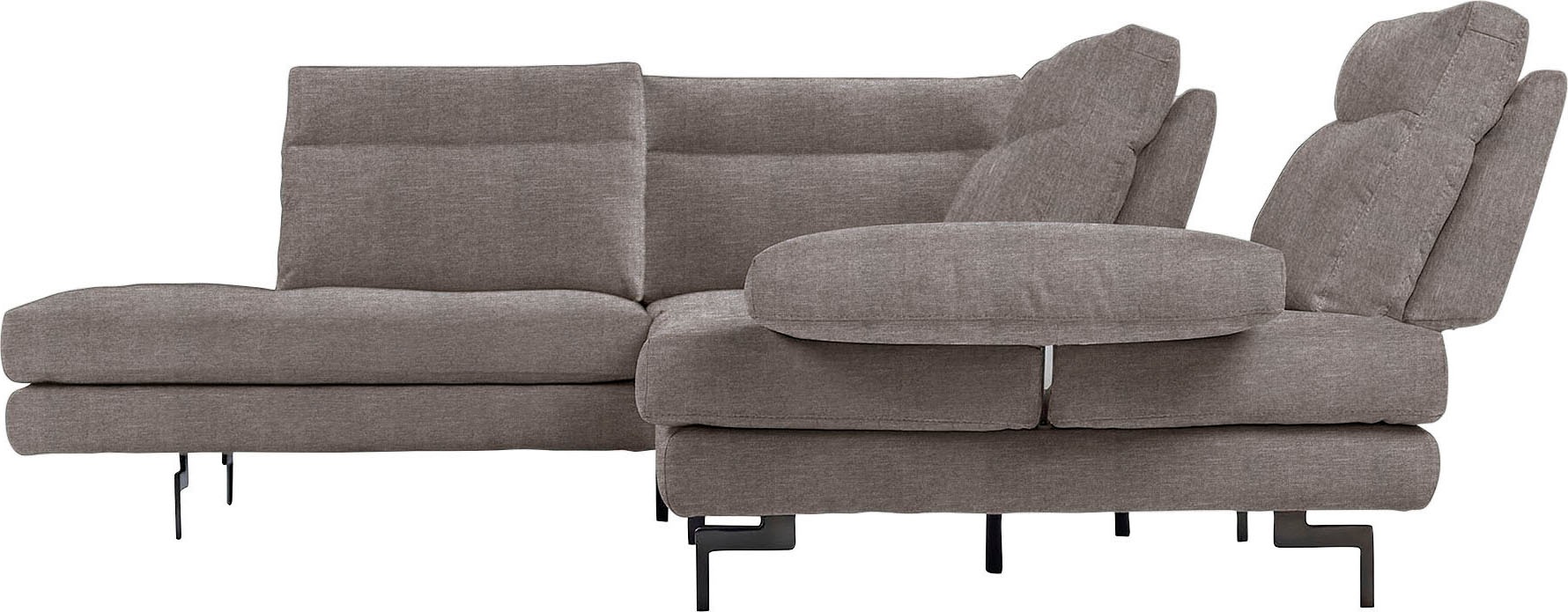 CALIA ITALIA Ecksofa »Toby Wing, L-Form, Designsofa mit sensationellem Sitzkomfort«, Sitztiefenverstellung, funktionale Ecke, Füße in schwarz matt