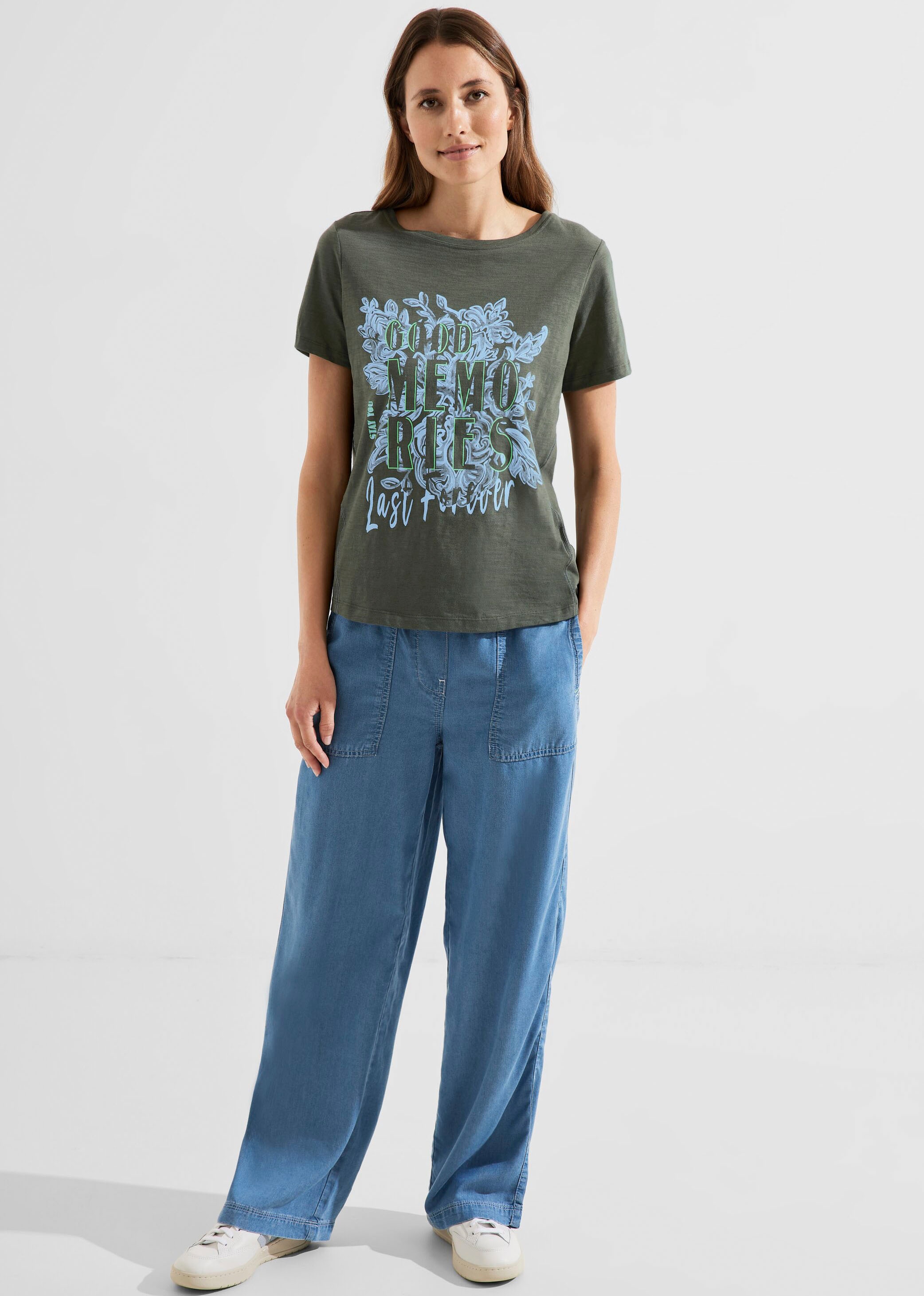 Cecil T-Shirt, mit coolem Motto-Druck BAUR kaufen | für