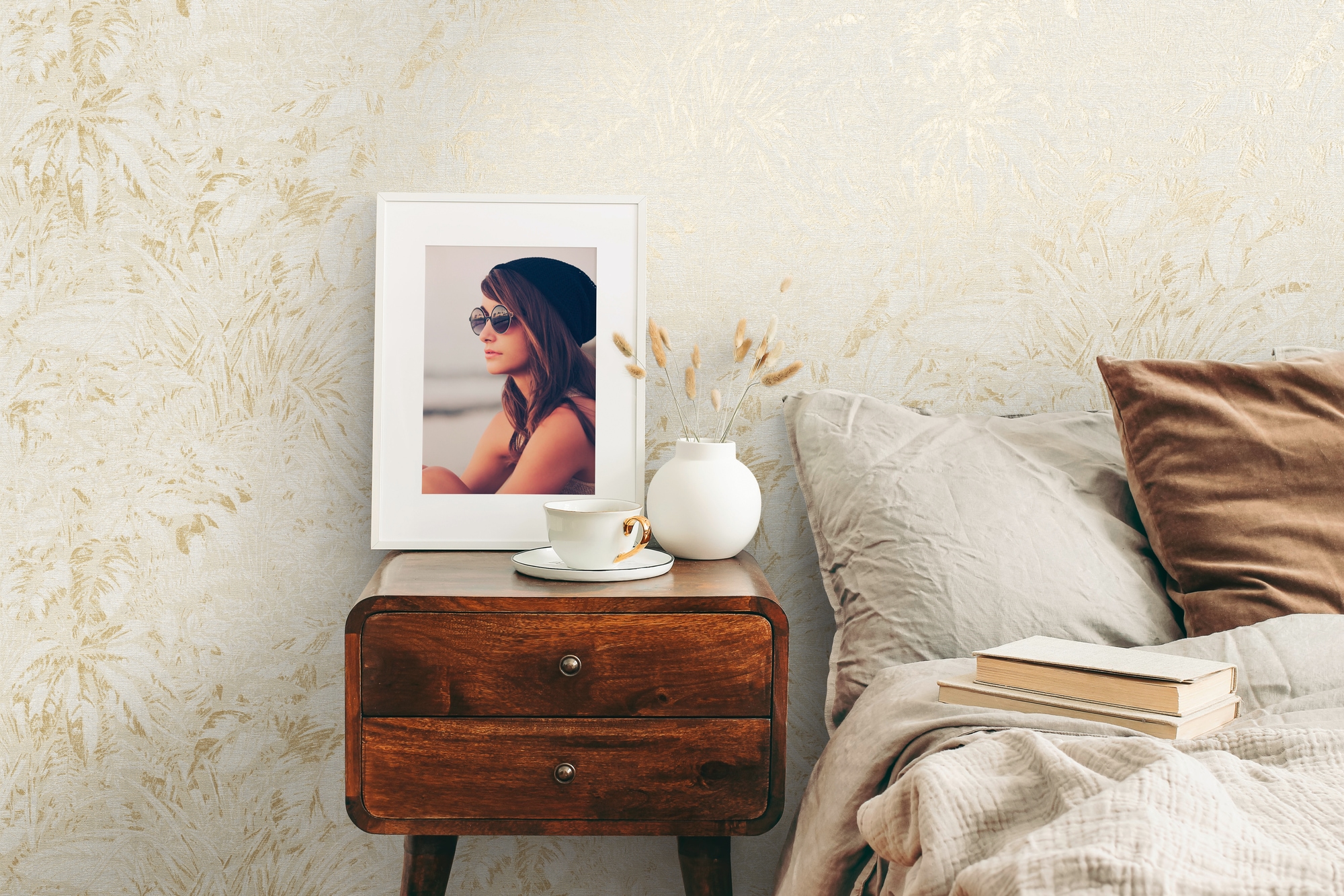 living walls "Smart Surfaces Natur-Tapete Mustertapete Floral Natur" leicht glänzend strukturiert Vliestapete Dschungel für Schlafzimmer Küche Wohnzimmer Natur Design