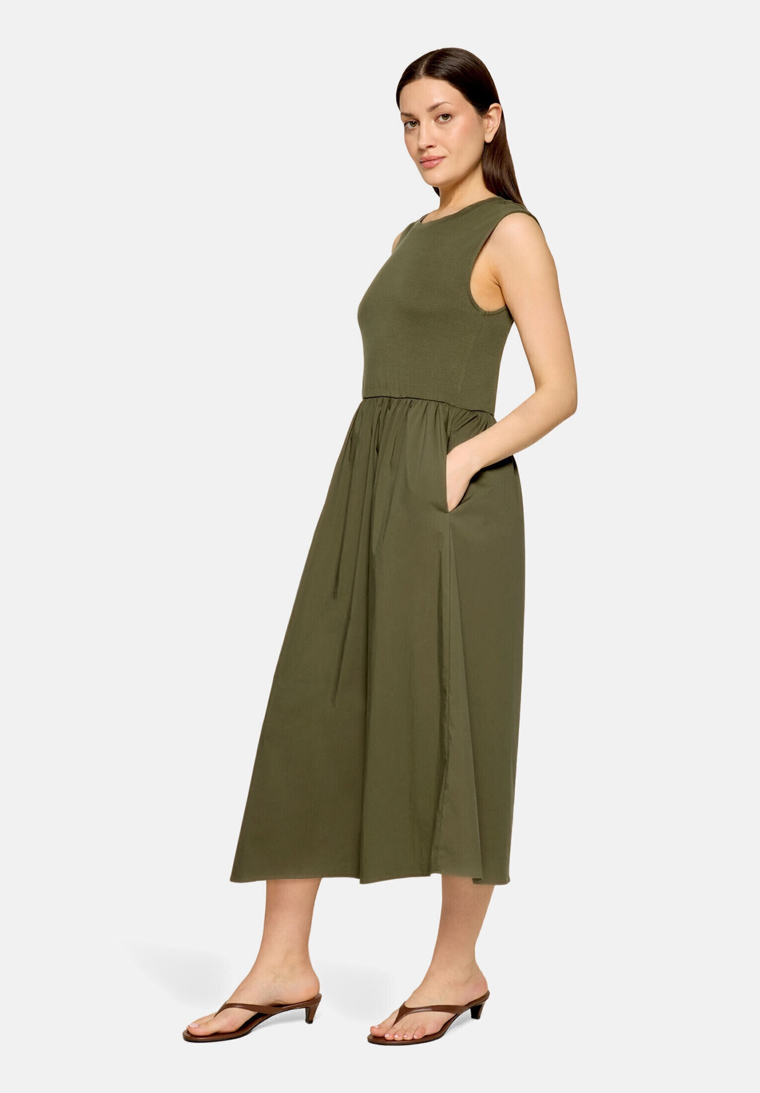 Cartoon Druckkleid "Damen mit Eingrifftaschen" Nahttasche