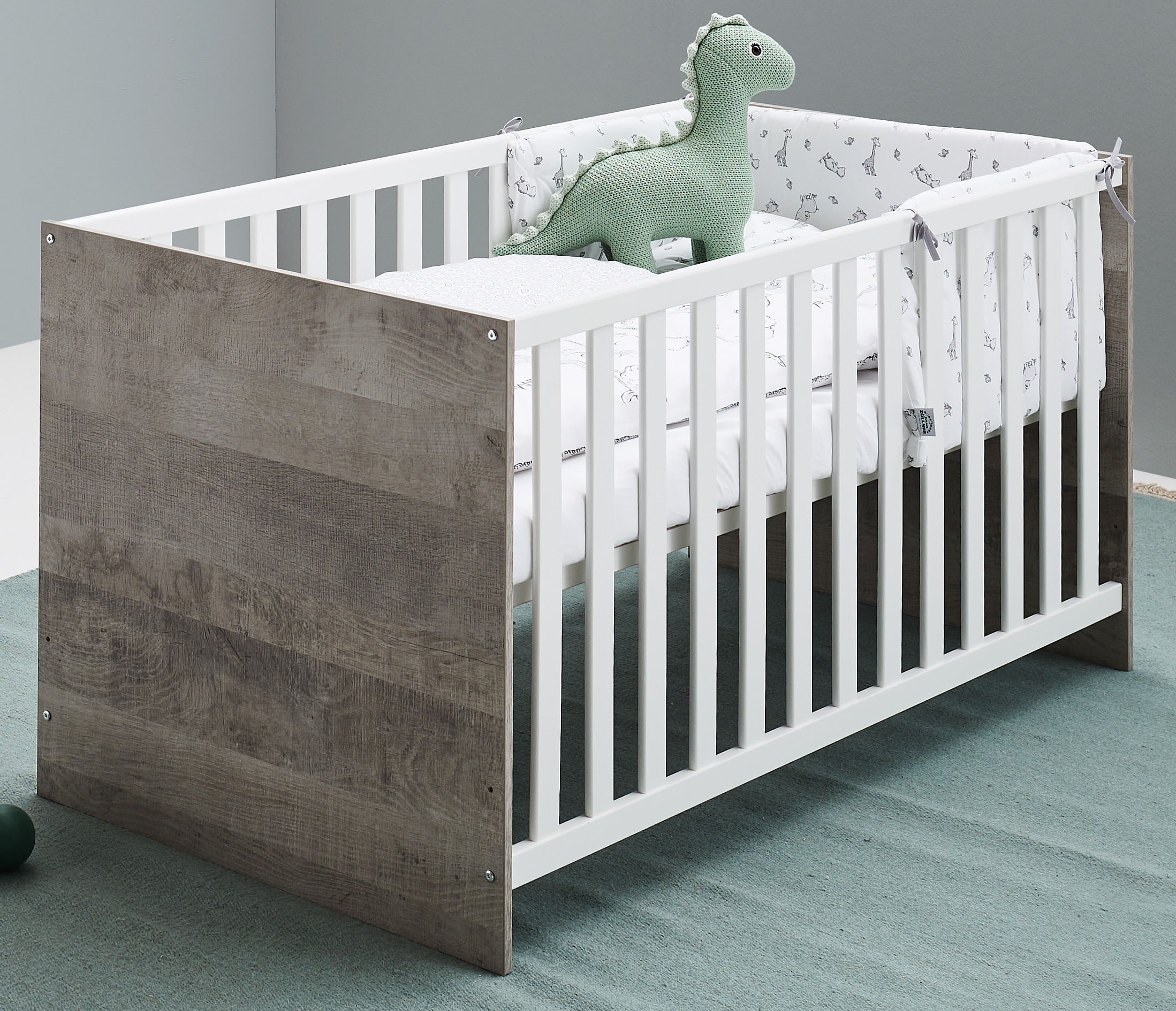 arthur berndt Babyzimmer-Komplettset »Jugendzimmer-Set »Kilian« 4-teilig«, (4 tlg.), Platinum Oak/ Weiß Nachbildung